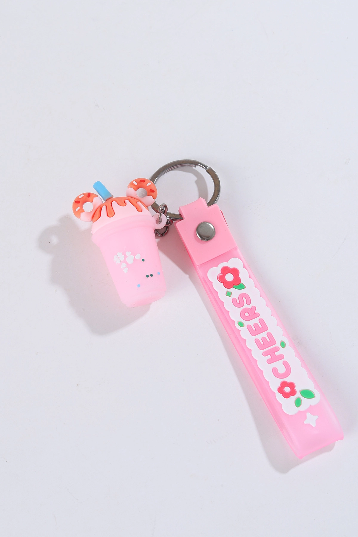 Pembe Milkshake Figürlü Silikon Anahtarlık ve Çanta Süsü 304318