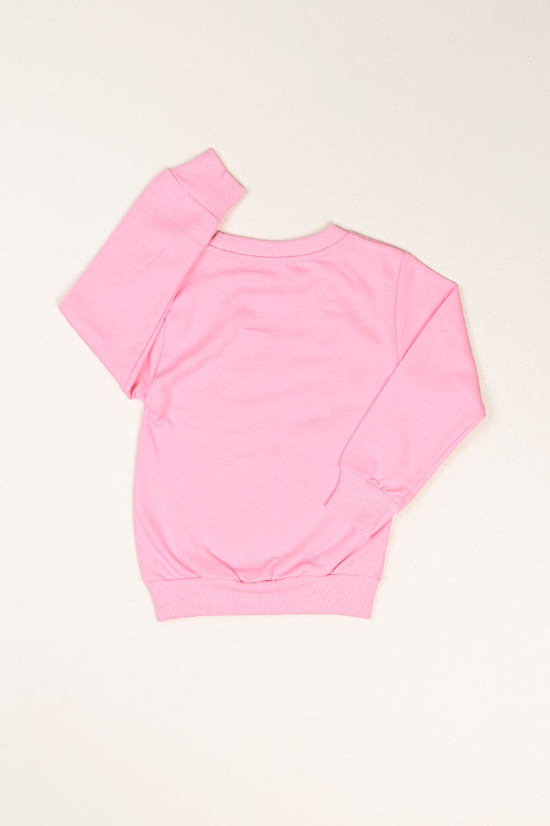 Pembe Minnie Baskılı İçi Şardonlu Kız Çocuk Sweat 80941