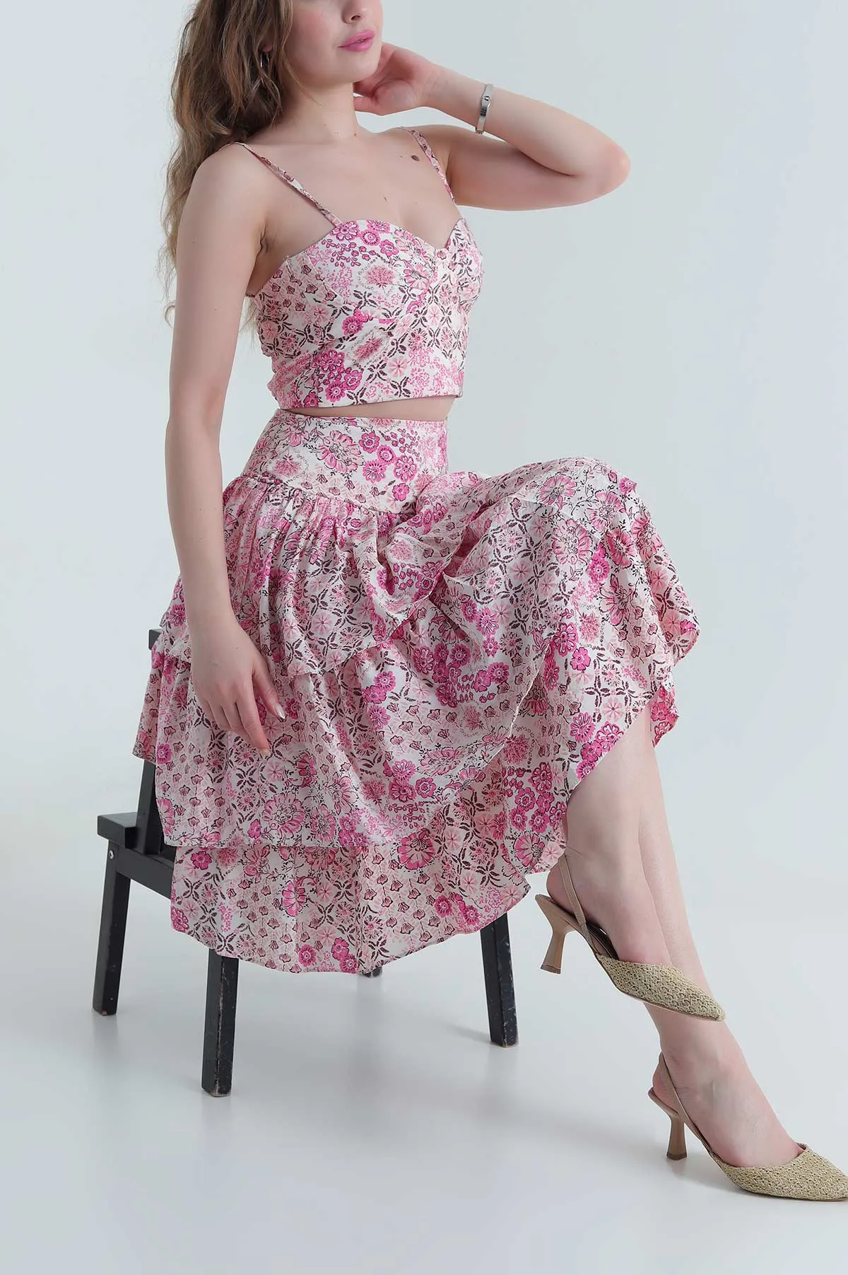 Pembe Modal Empirme Etek Crop İkili Takım 473624
