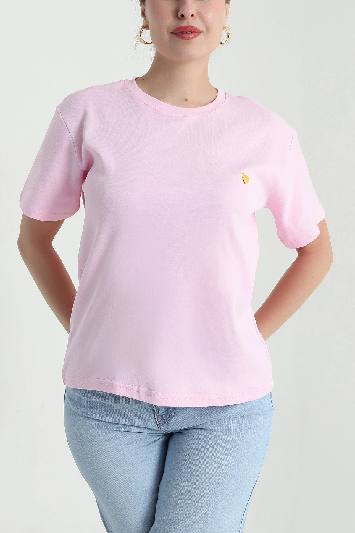 Pembe Modal İnterlok Kadın Tişört 478313