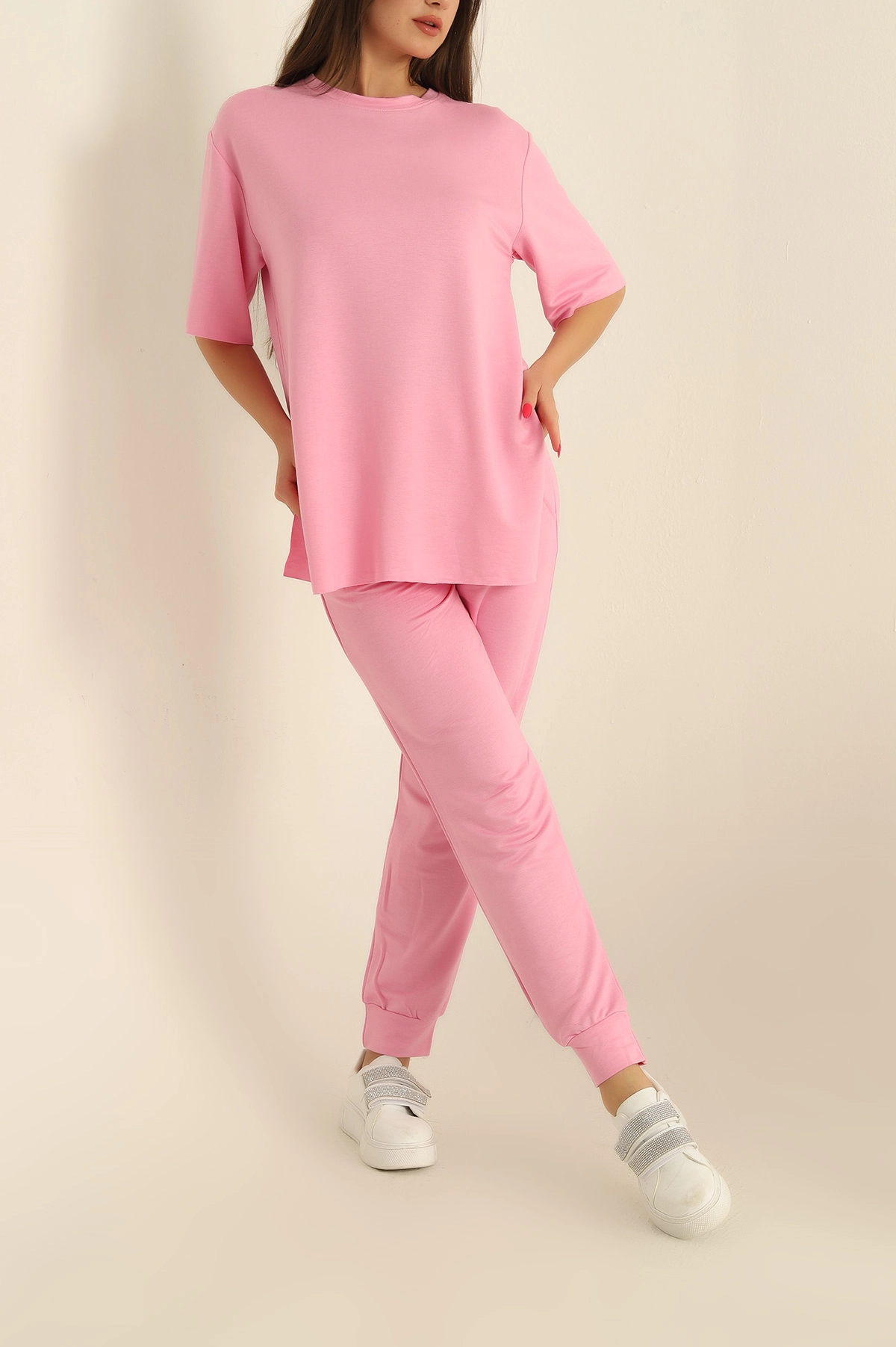 Pembe Modal Kumaş Bayan İkili Takım 278860