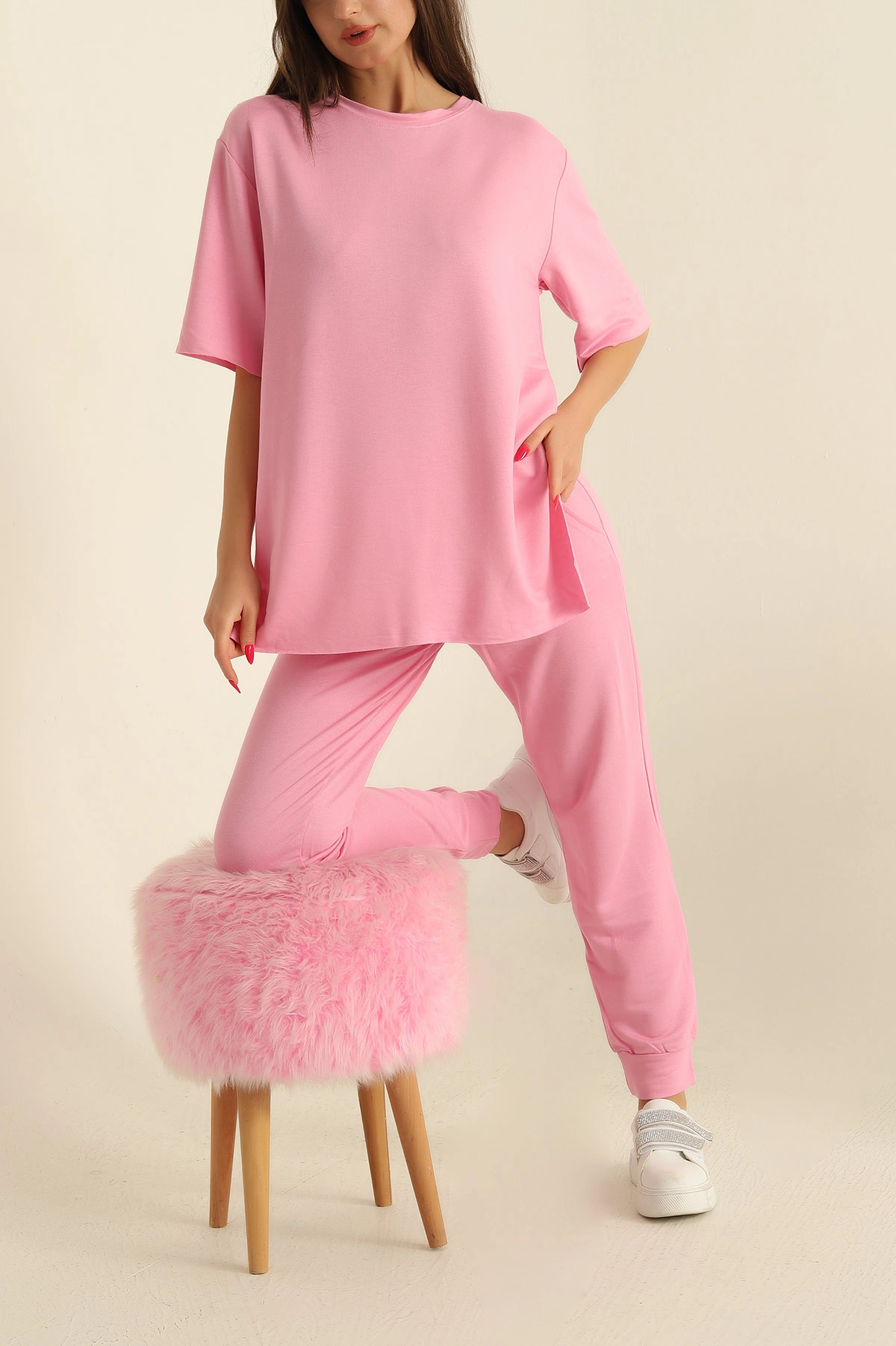 Pembe Modal Kumaş Bayan İkili Takım 278860