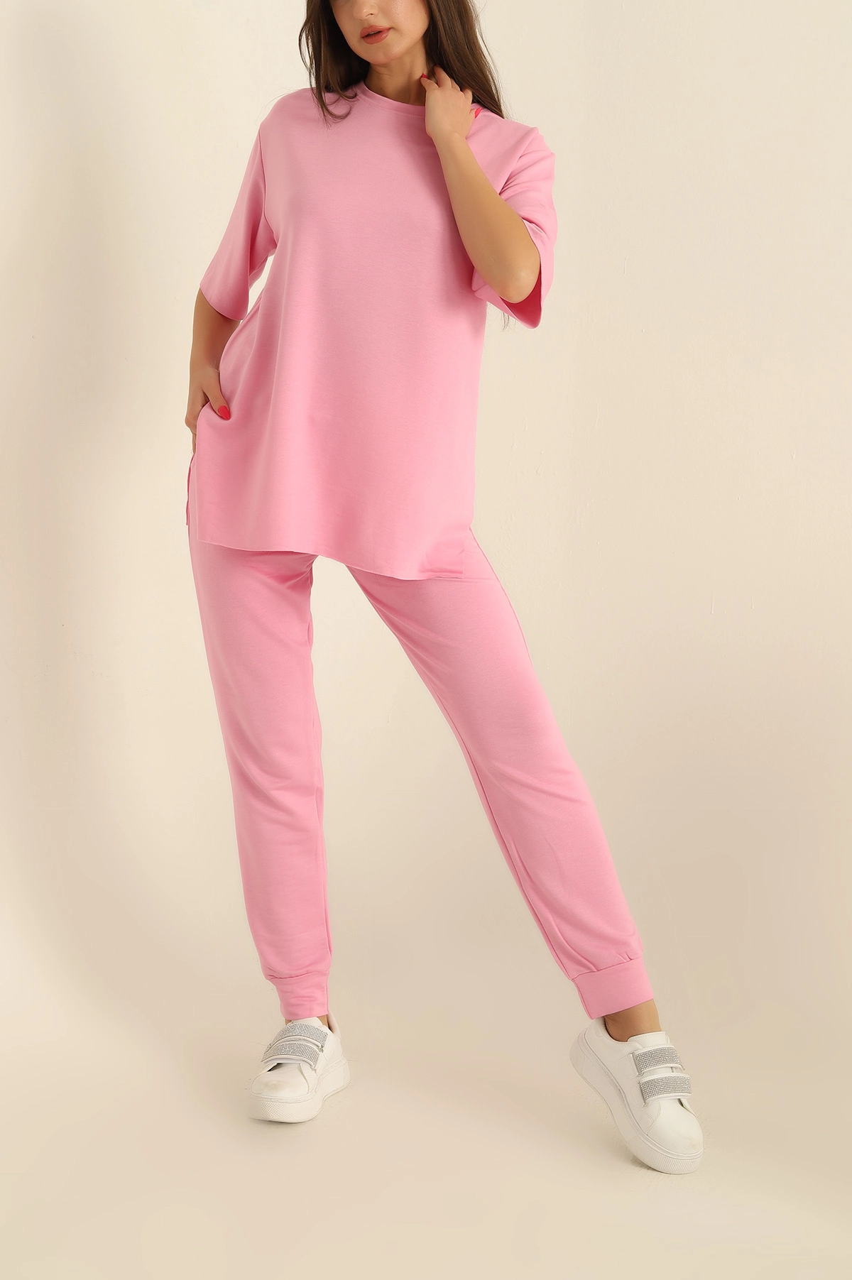 Pembe Modal Kumaş Bayan İkili Takım 278860