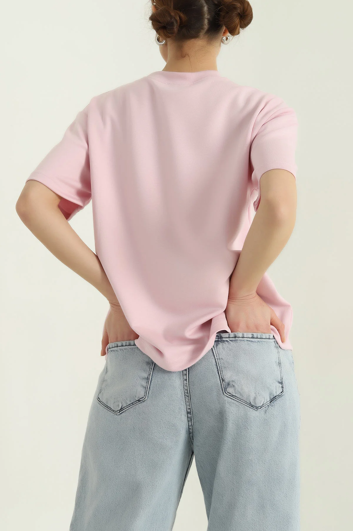 Pembe Modal Kumaş Tişört 337034
