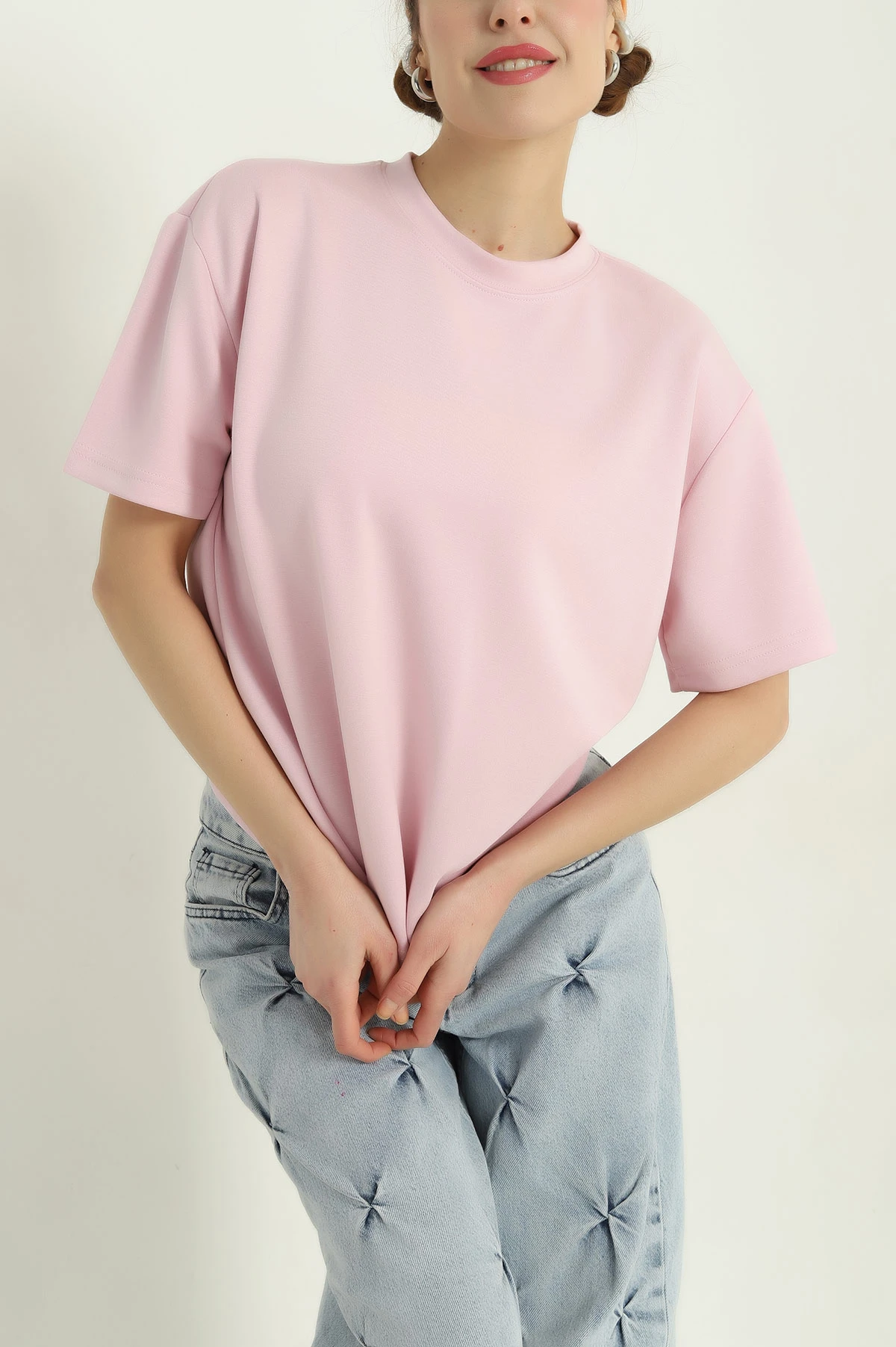 Pembe Modal Kumaş Tişört 337034