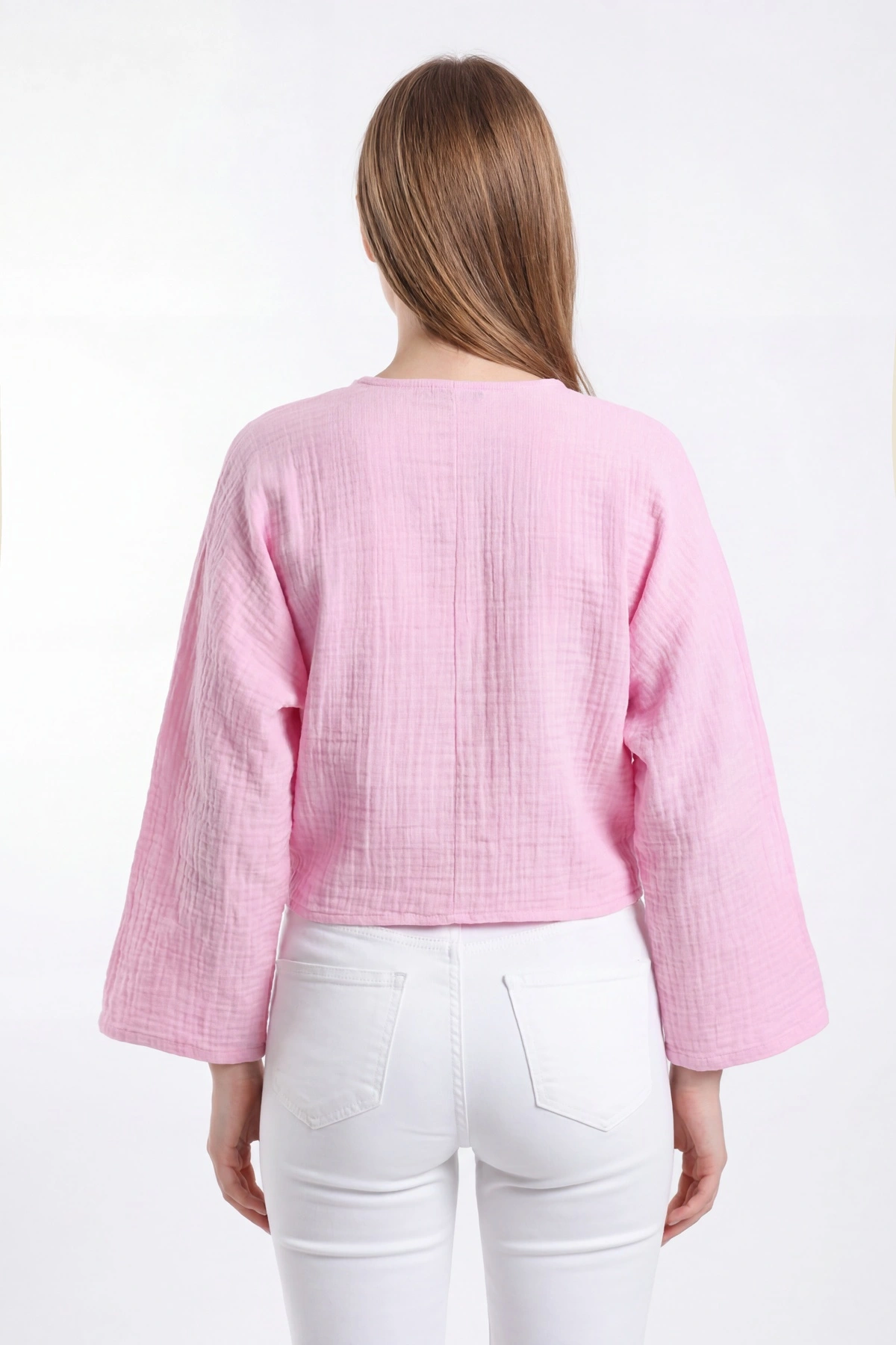 Pembe Müslin Keten Yeni Sezon Kadın Hırka 454115