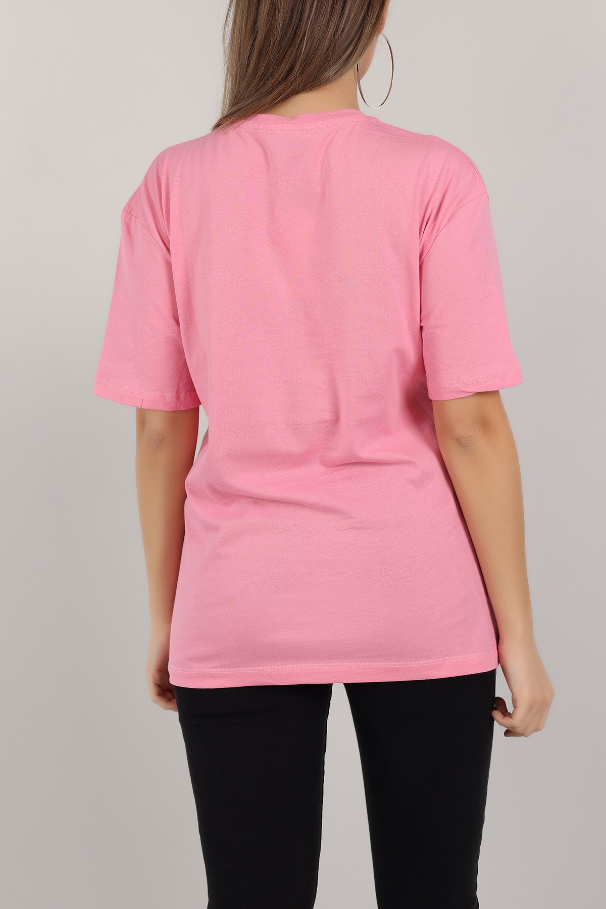 Pembe Nakış İşlemeli Bayan Tişört 157721