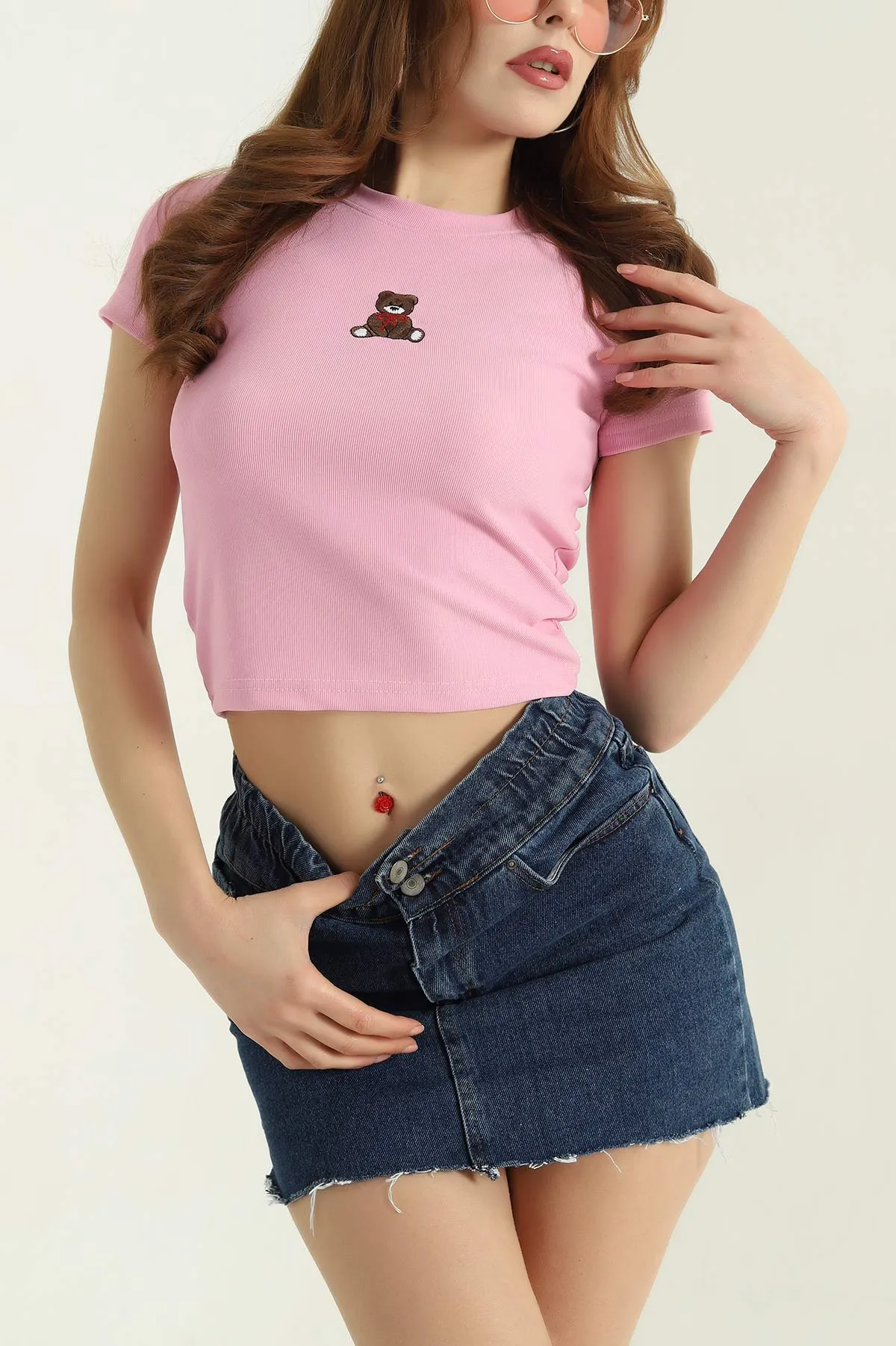 Pembe Nakış İşlemeli Ottman Bluz 335002