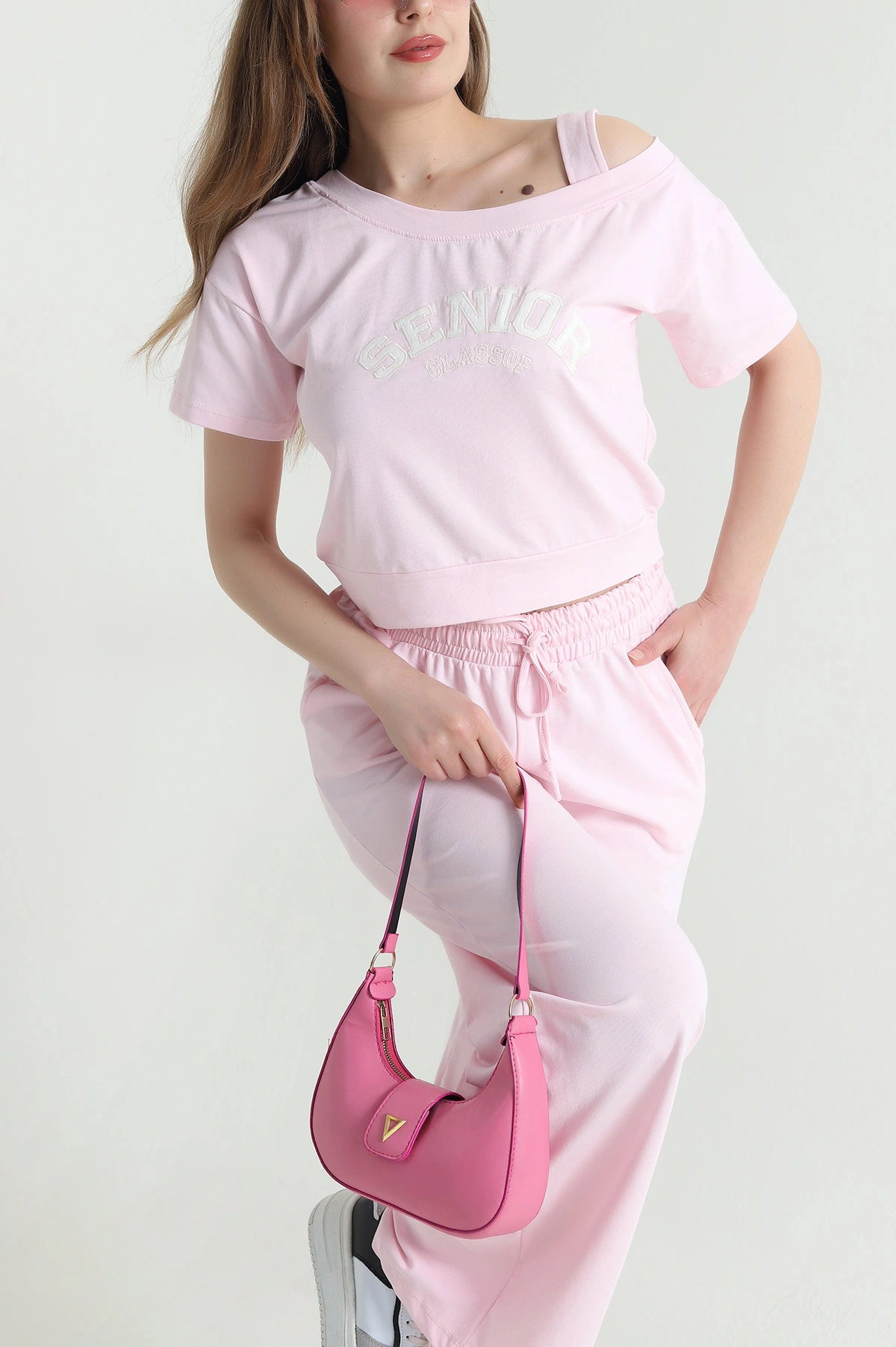 Pembe Nakışlı Kadın İkil Takım 464543