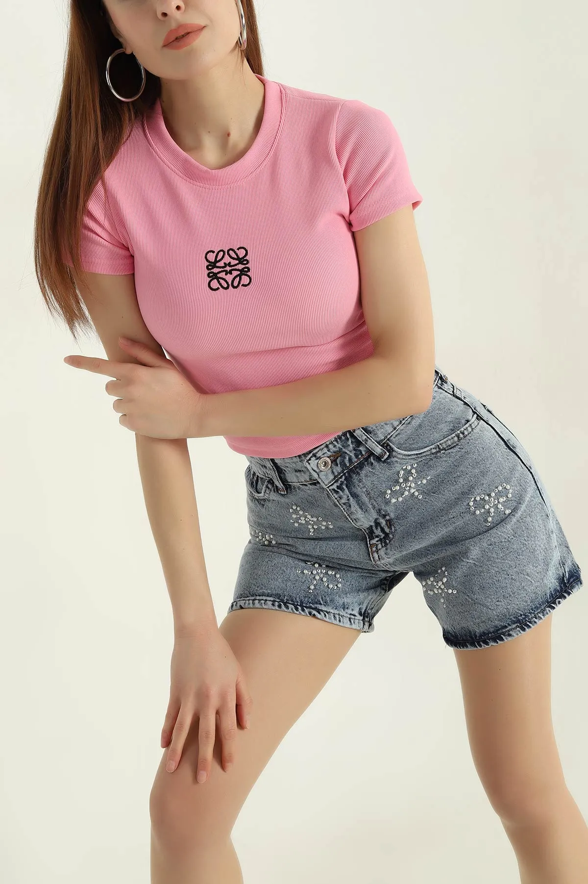 Pembe Nakışlı Ottoman Kadın Bluz 362940
