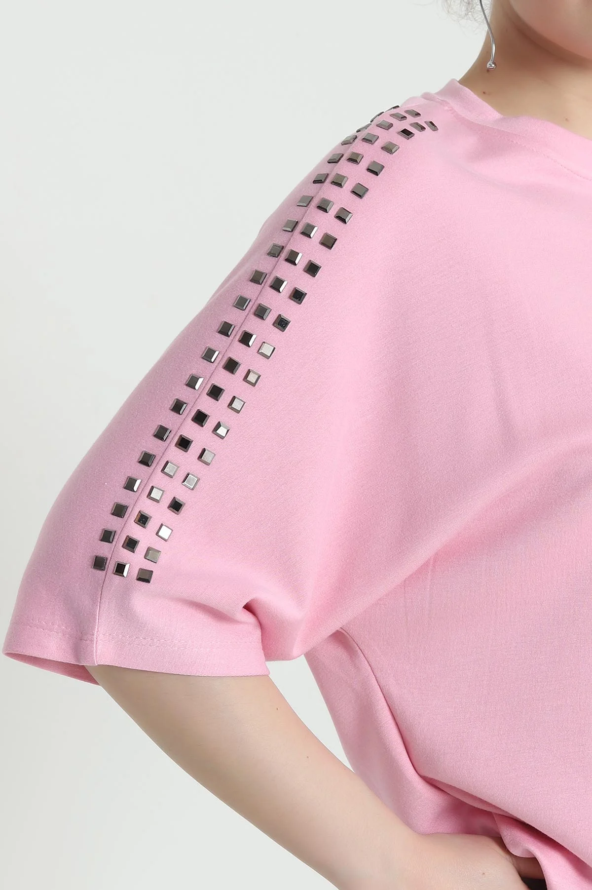 Pembe Omuzları Taşlı Oysho Kadın Bluz 455327
