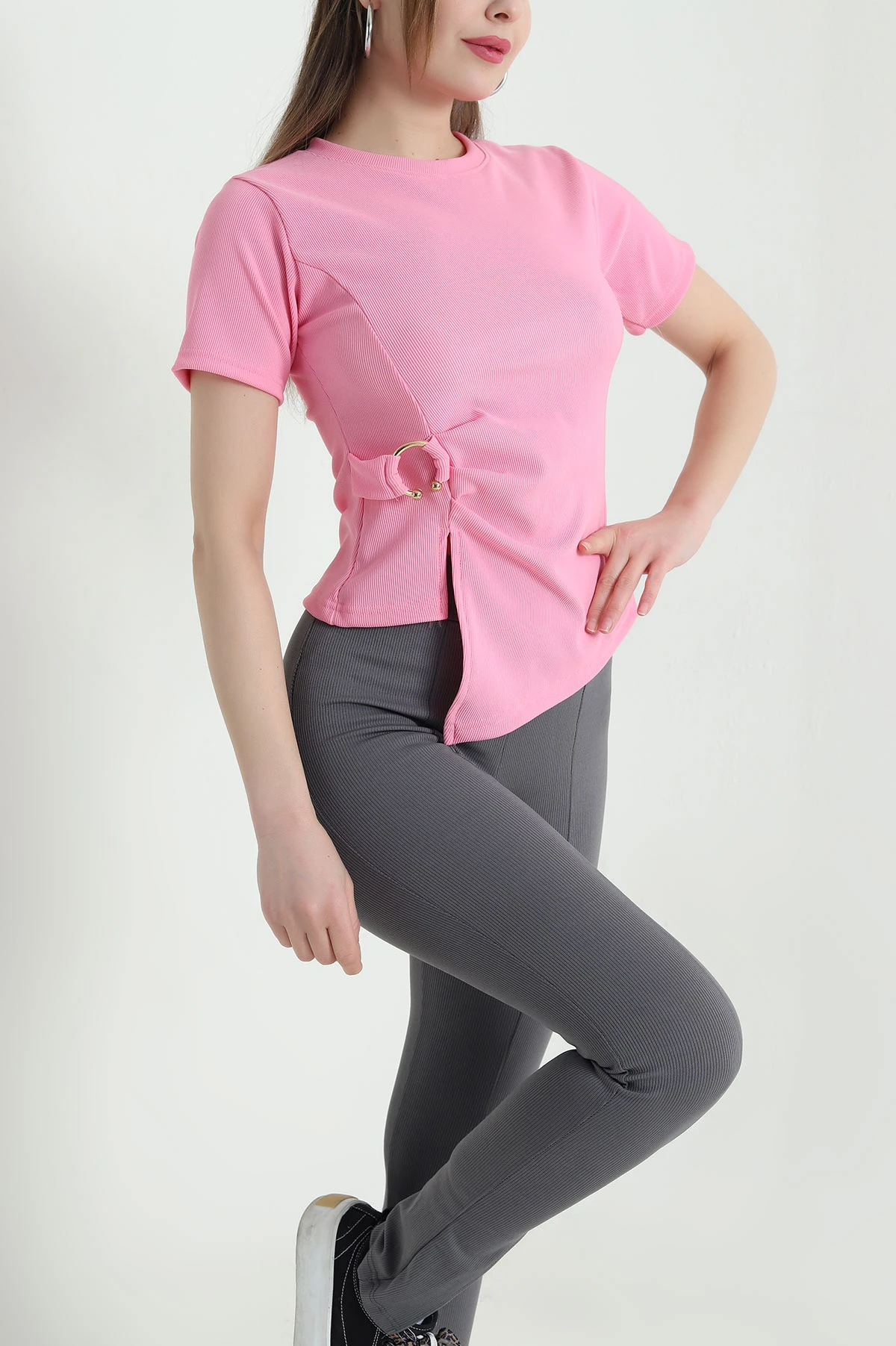 Pembe Ottoman Likralı Kadın Bluz 443149