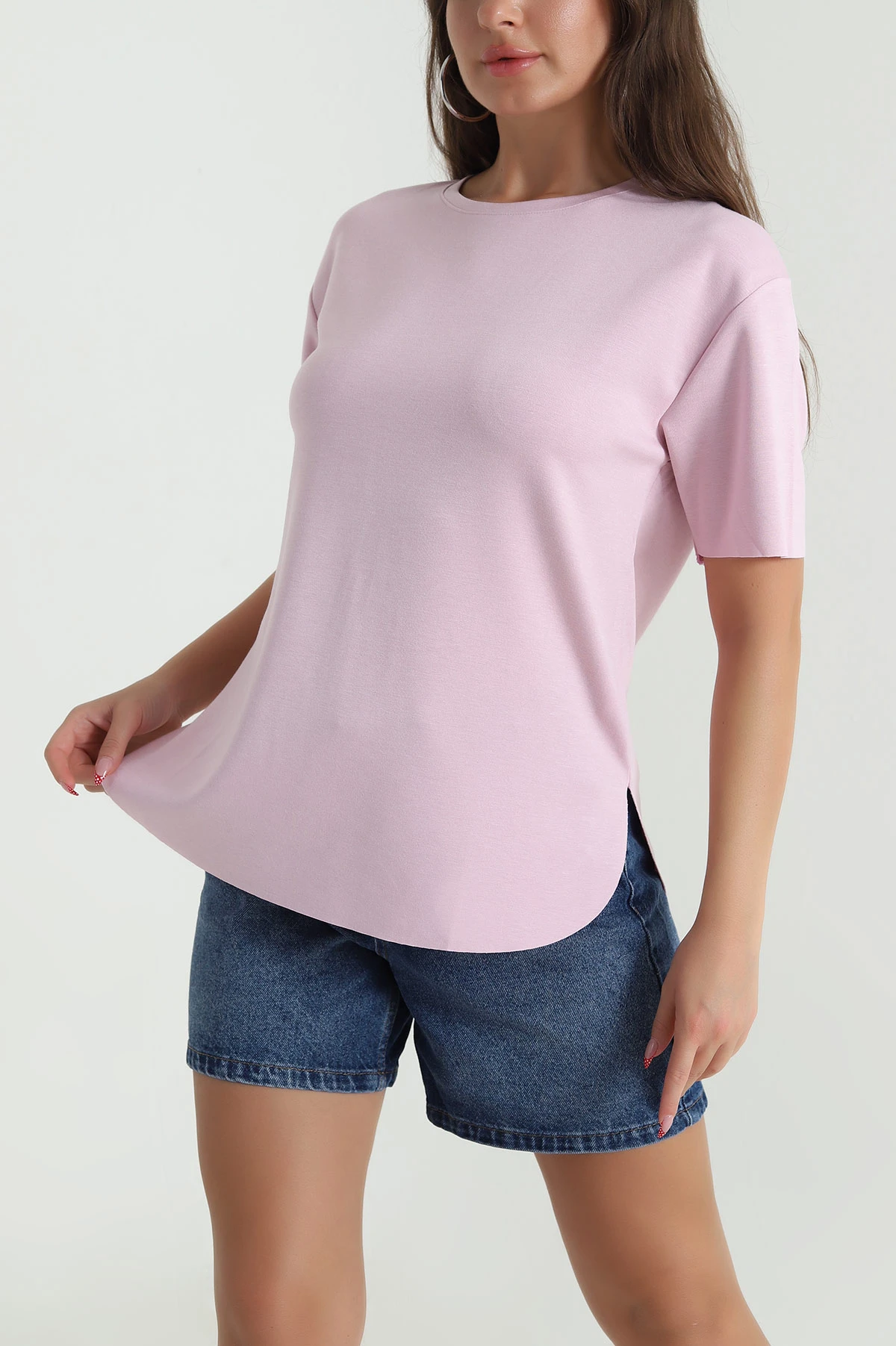 Pembe Oval Kesim Oysho Kadın Tişört 474966