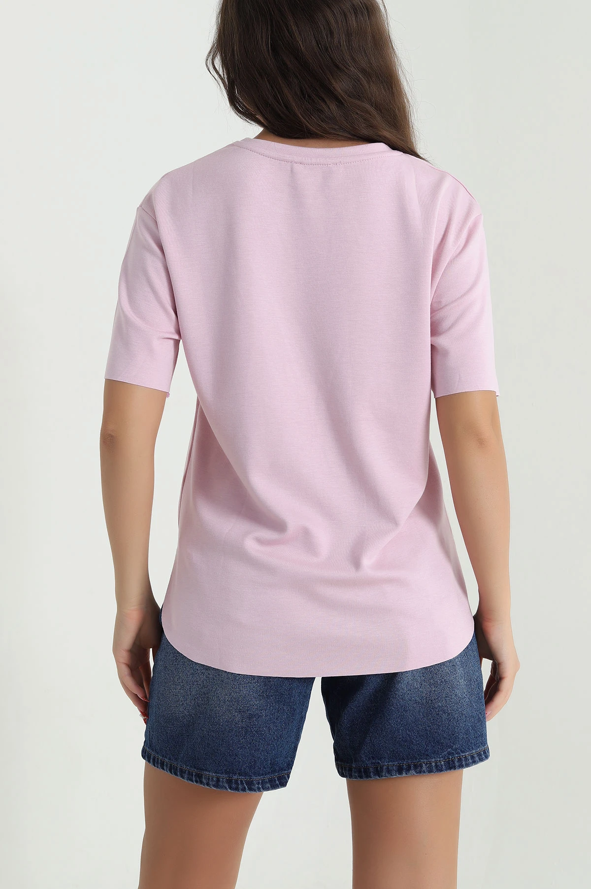 Pembe Oval Kesim Oysho Kadın Tişört 474966