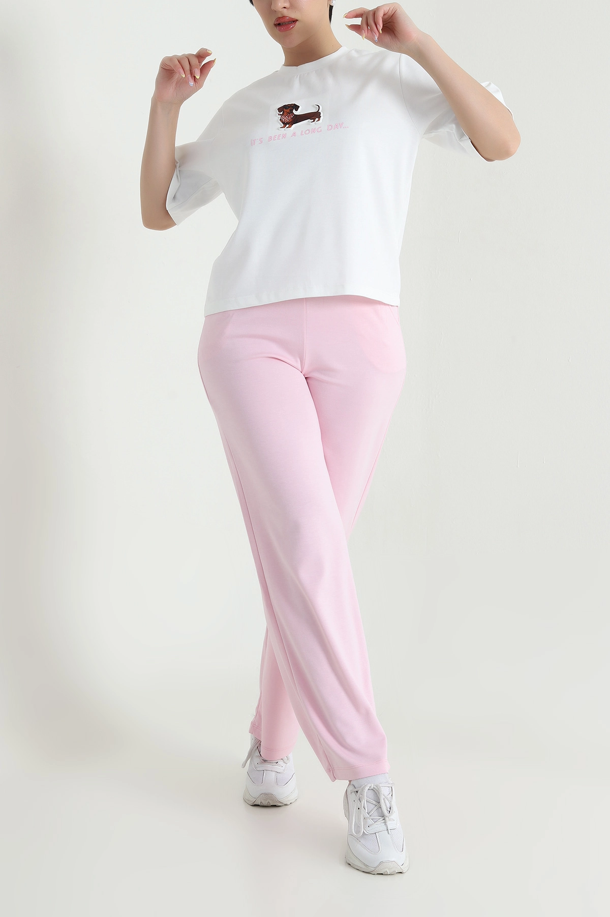 Pembe Oysho Kumaş Gofreli Kadın İkili Takım 467073