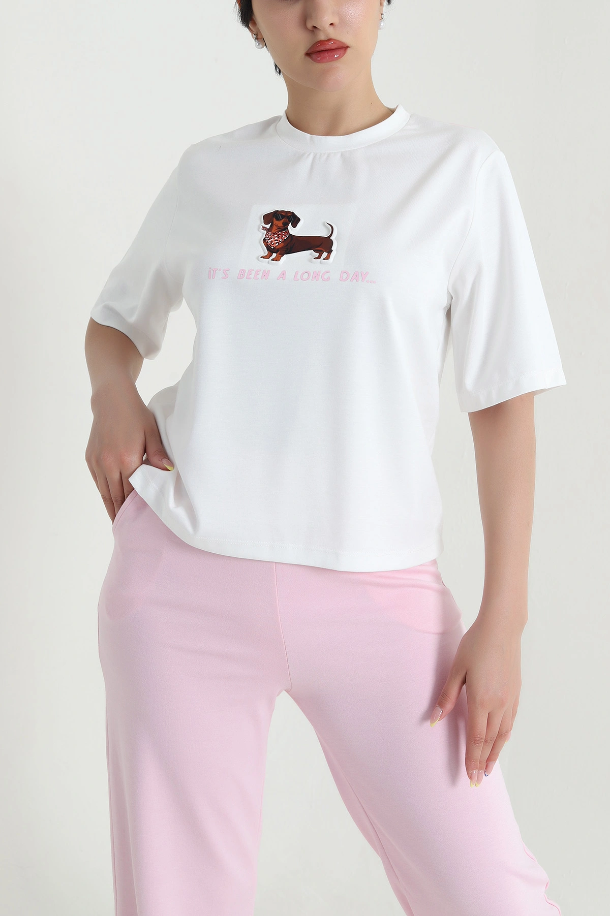 Pembe Oysho Kumaş Gofreli Kadın İkili Takım 467073