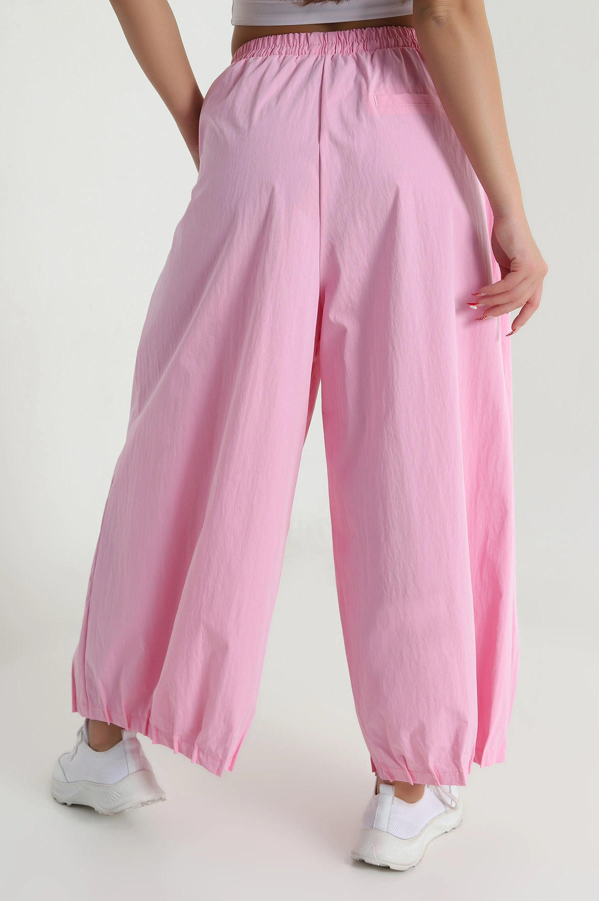 Pembe Paça Pileli Baggy Kadın Pantolon 478811