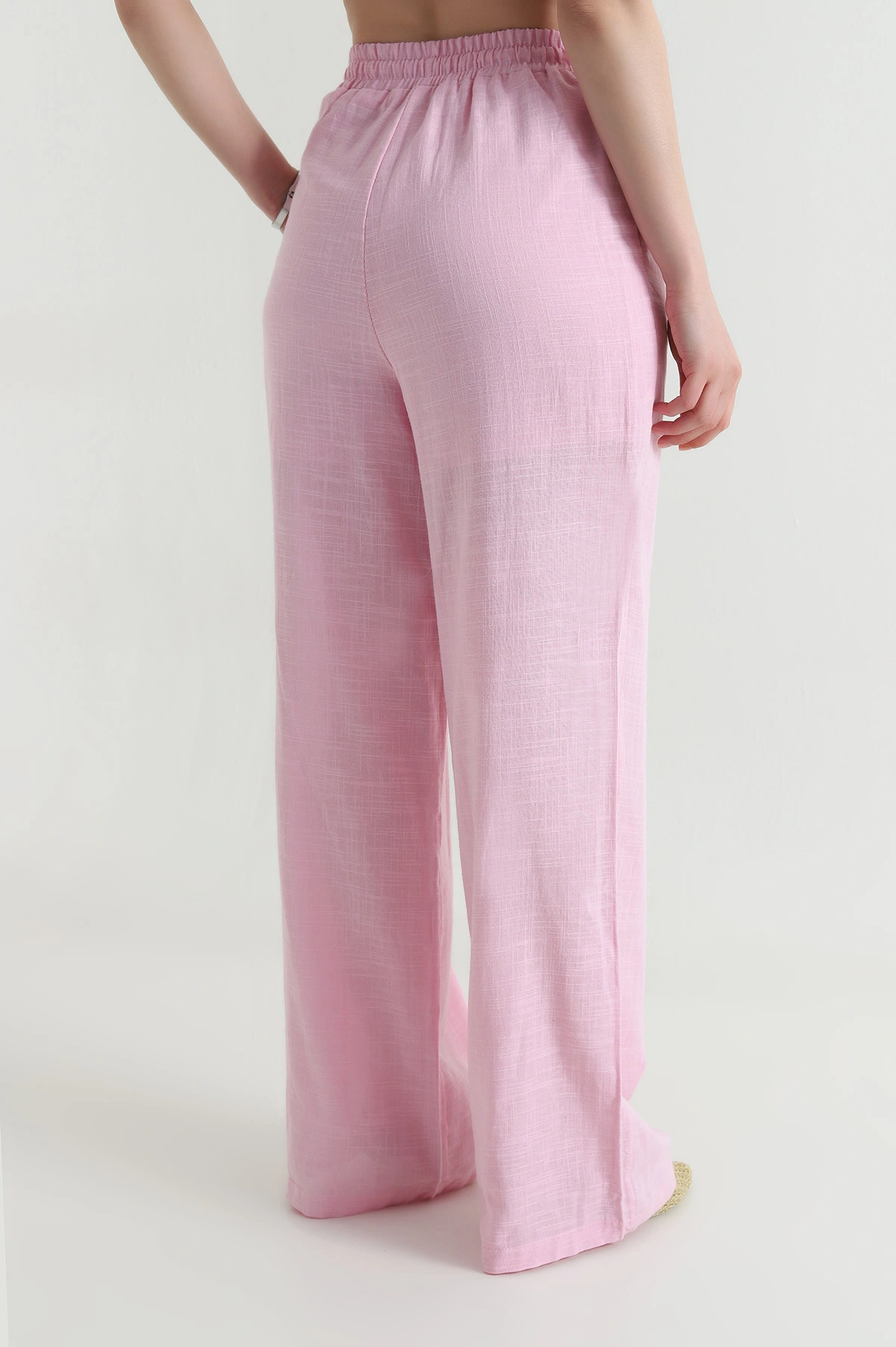 Pembe Palazzo Keten Kadın Pantolon 464808