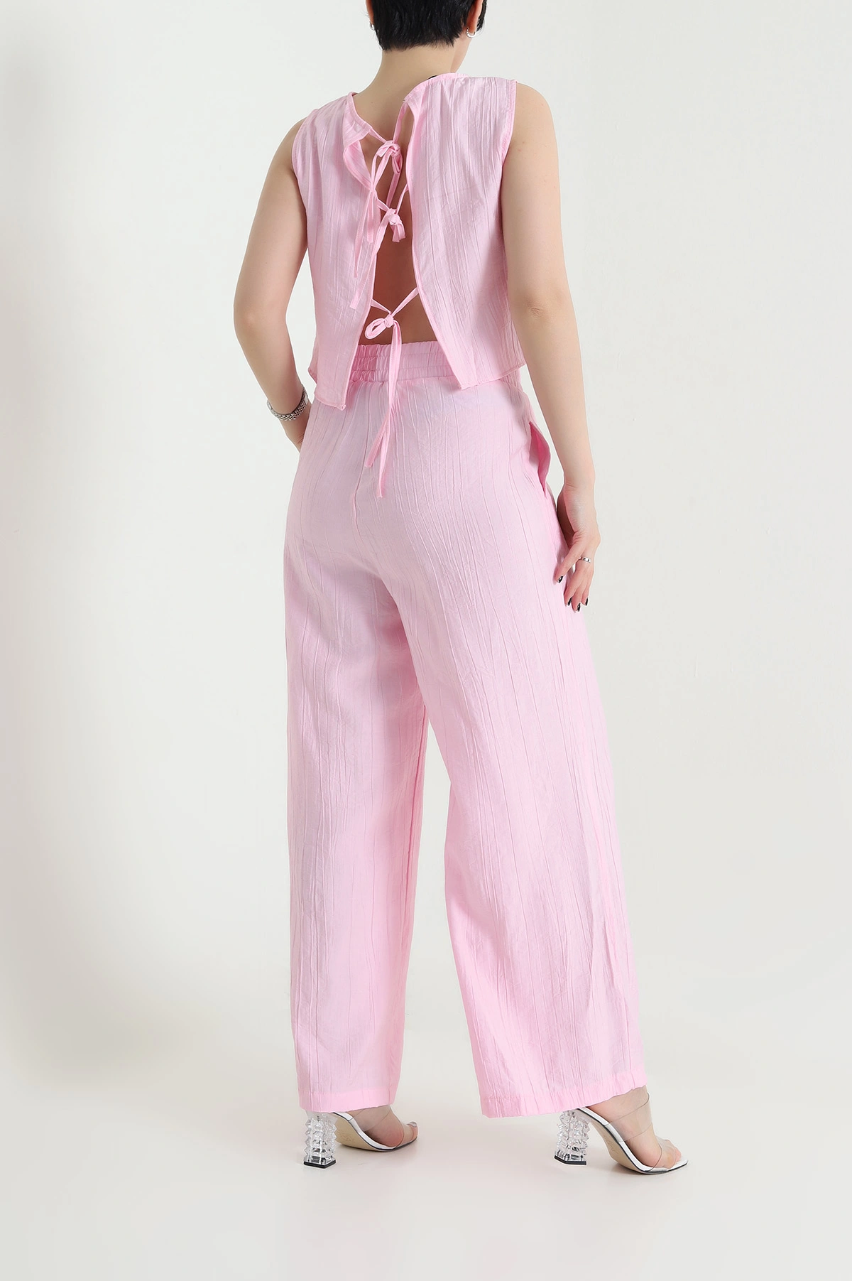 Pembe Pantolon Bluz Kadın Çilek İkili Takım 454781