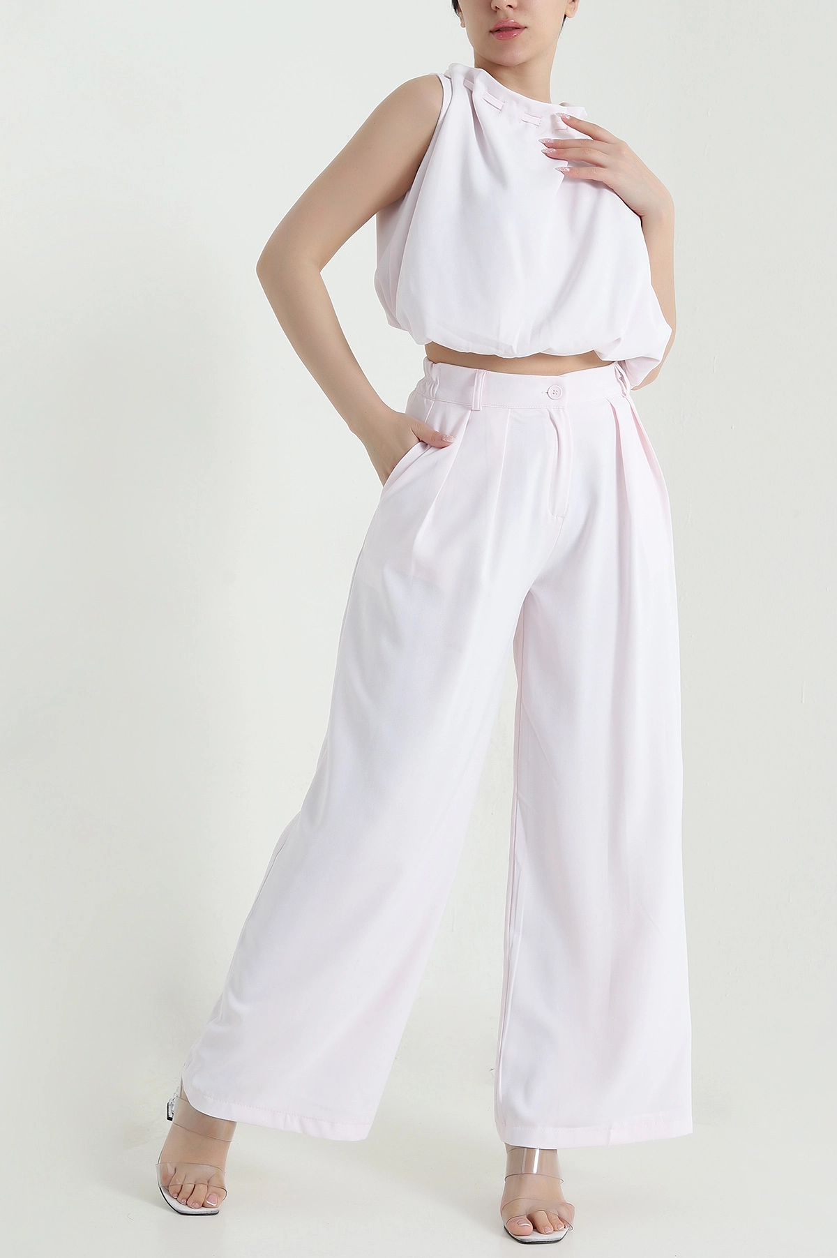 Pembe Pantolon Bluz Linda Kadın İkili Takım 460296