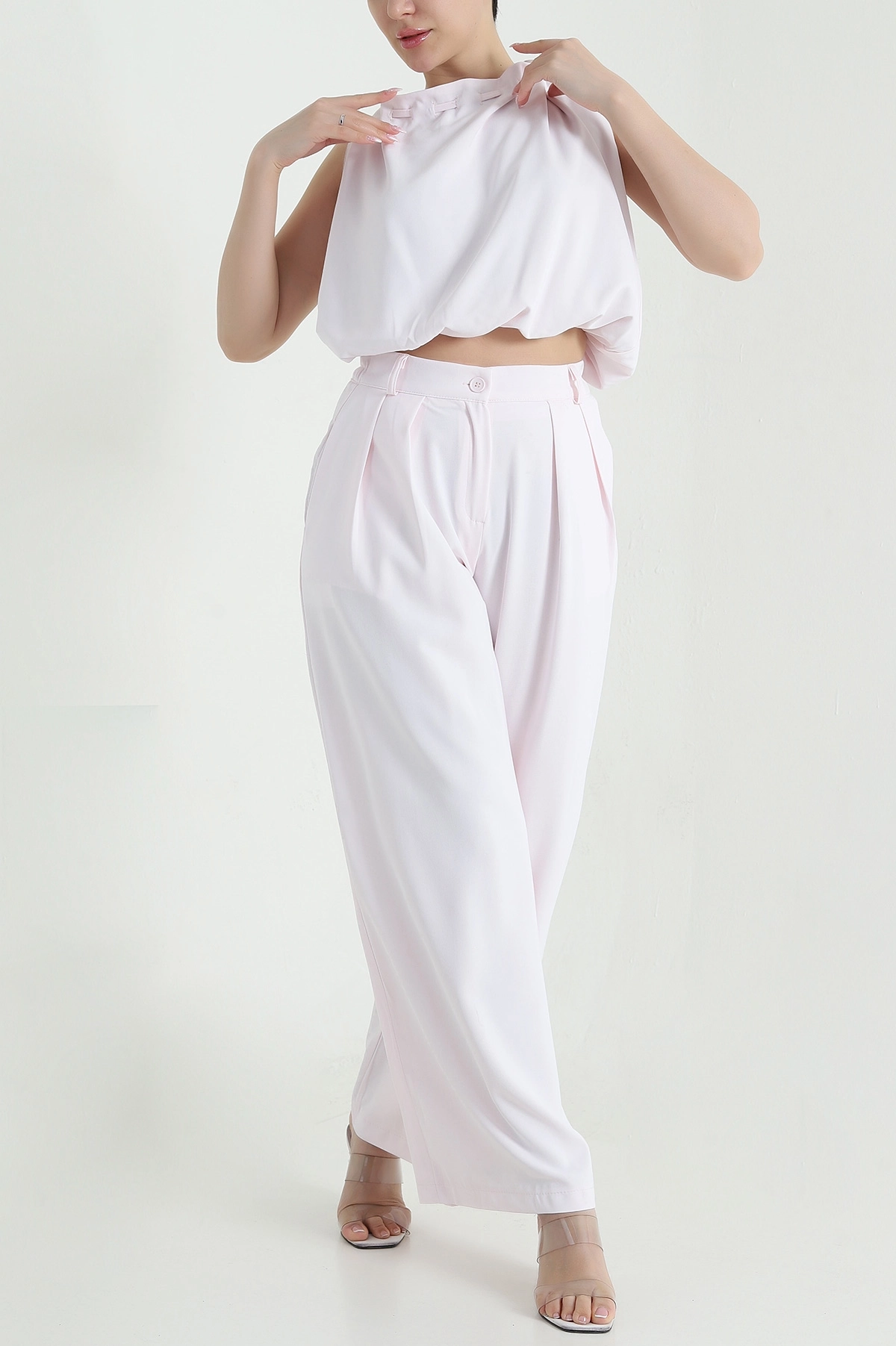 Pembe Pantolon Bluz Linda Kadın İkili Takım 460296