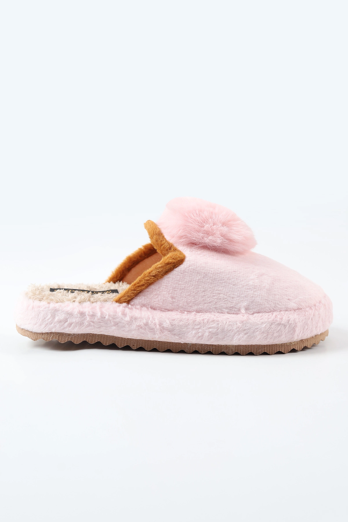 Pembe Peluş Önü Kapalı Ponpon Detaylı Kadın Ev Terliği 488346
