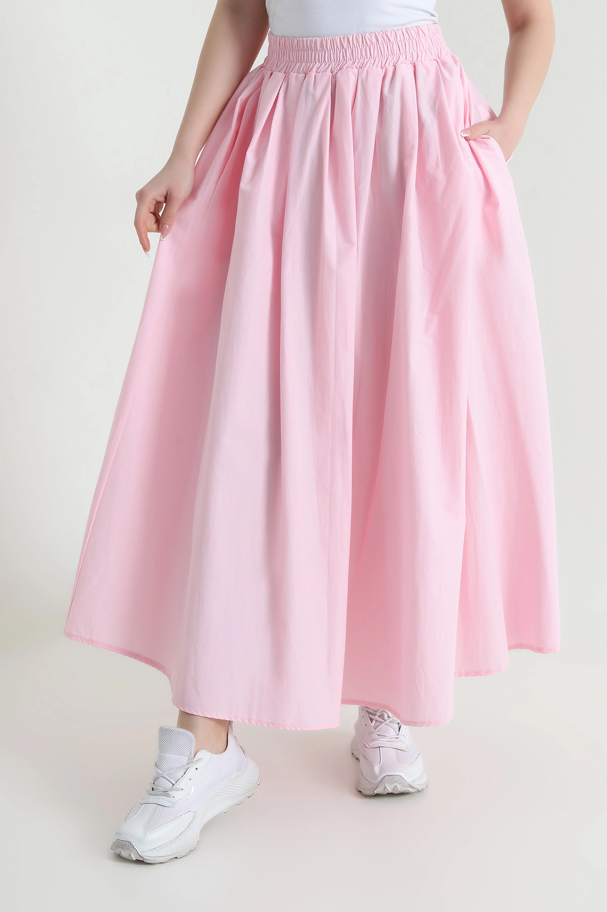 Pembe Pileli Cepli Paraşüt Kadın Etek 453963