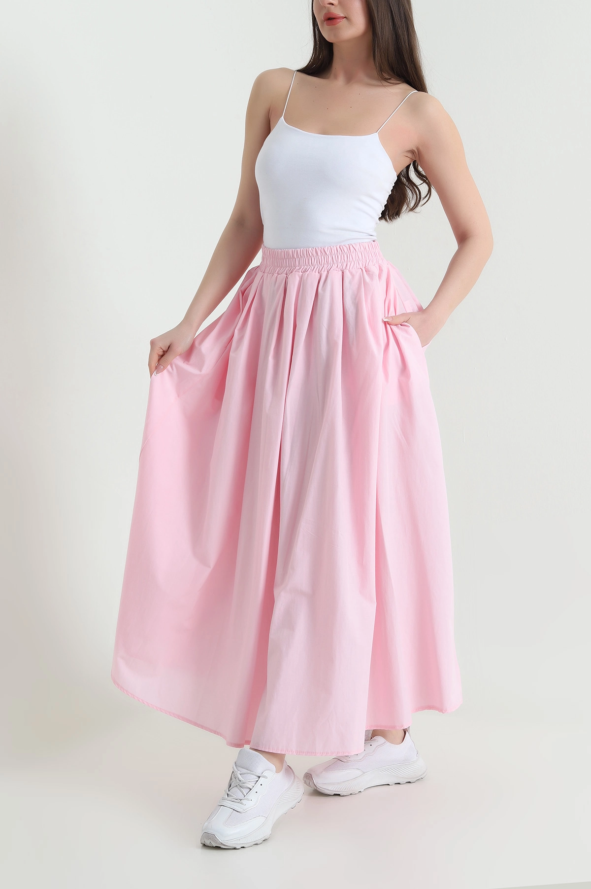 Pembe Pileli Cepli Paraşüt Kadın Etek 453963