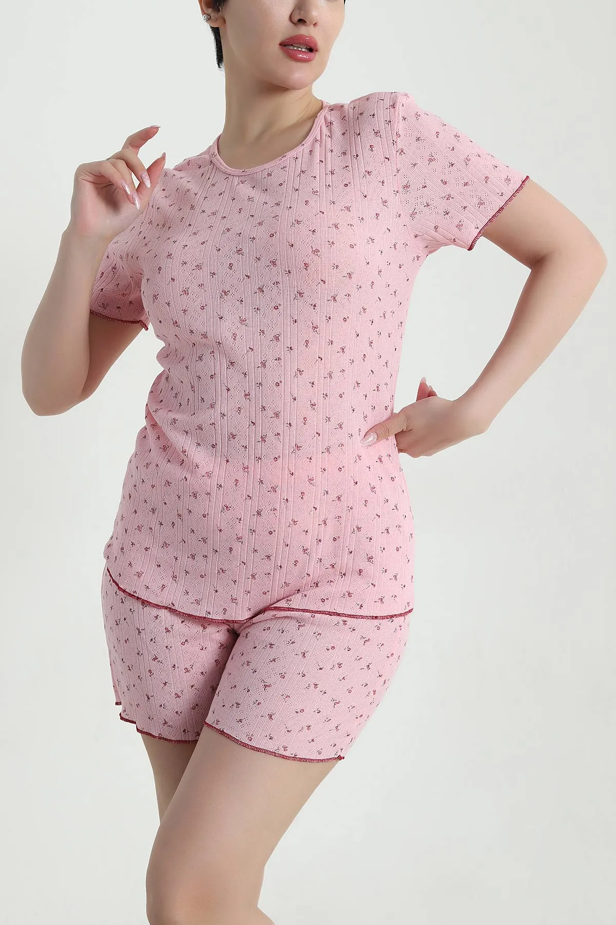 Pembe Pointel Şortlu Kadın Pijama Takımı 462266