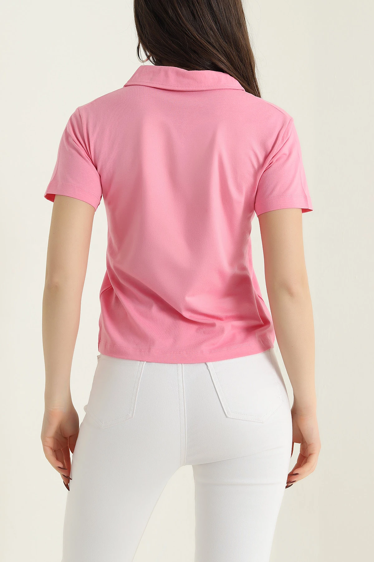 Pembe Polo Yaka Süprem Kadın Tişört 435284
