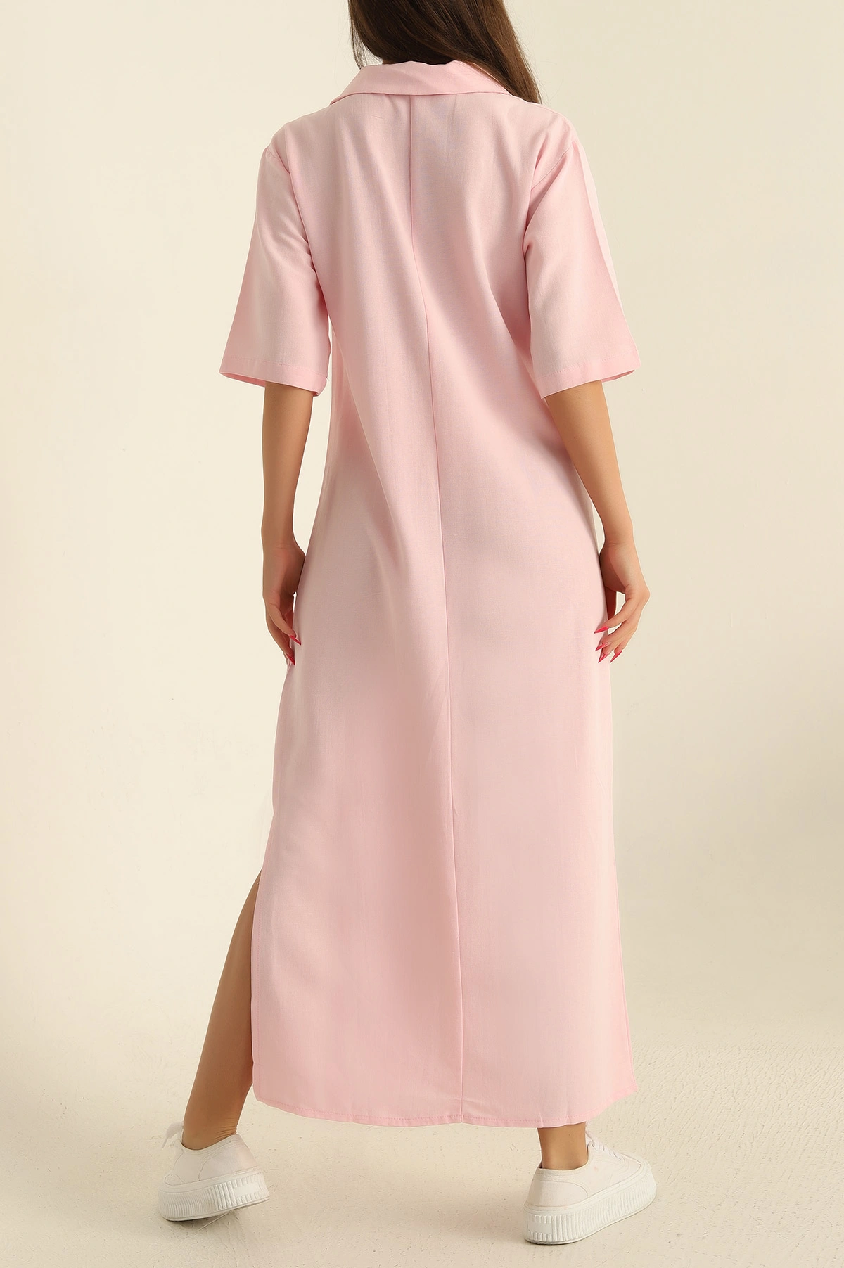 Pembe Polo Yaka Terni Elbise 281822