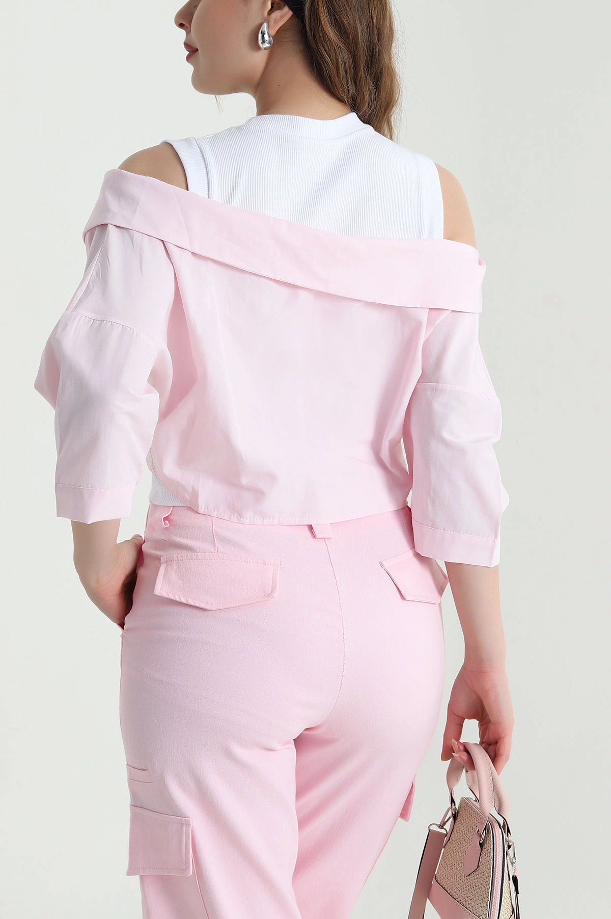 Pembe Poplin Gömlek İçi Korse Atlet Bluz 469623