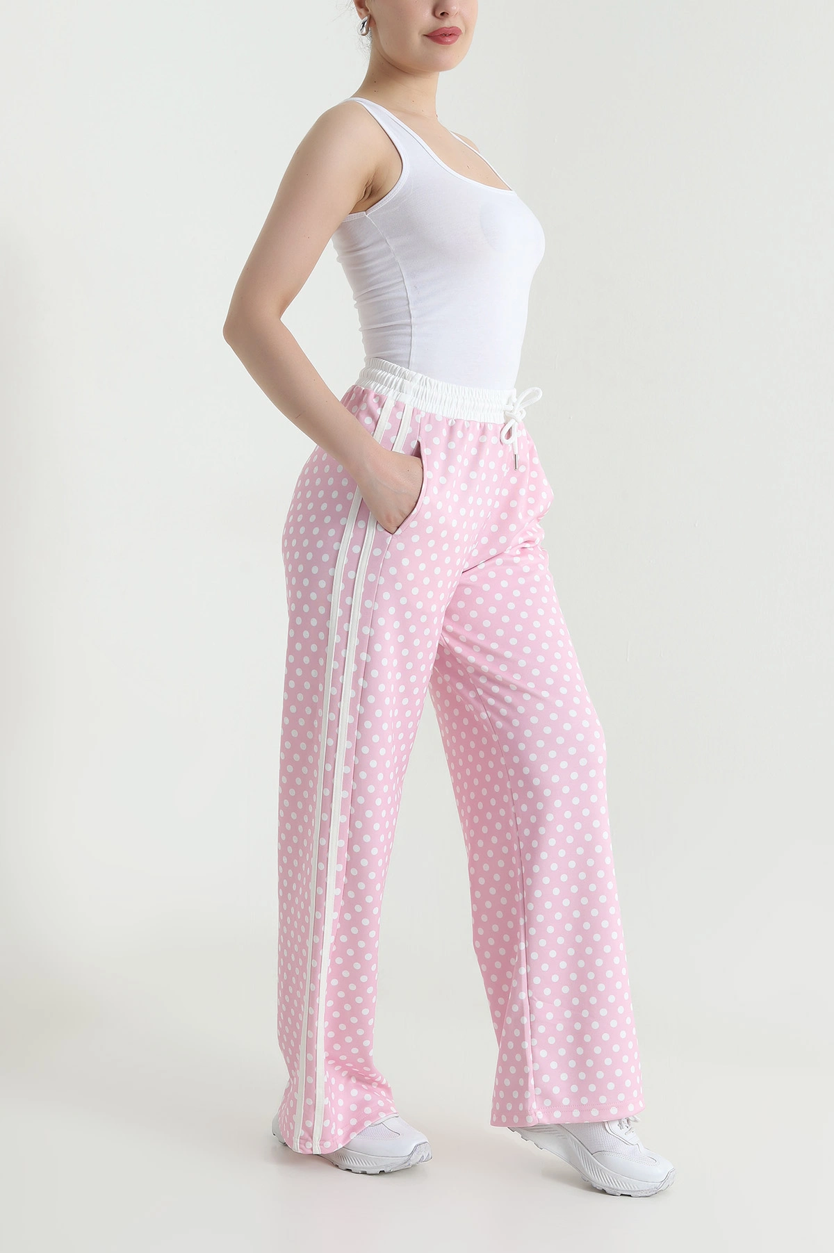 Pembe Puantiyeli Scuba Kadın Pantolon 466230