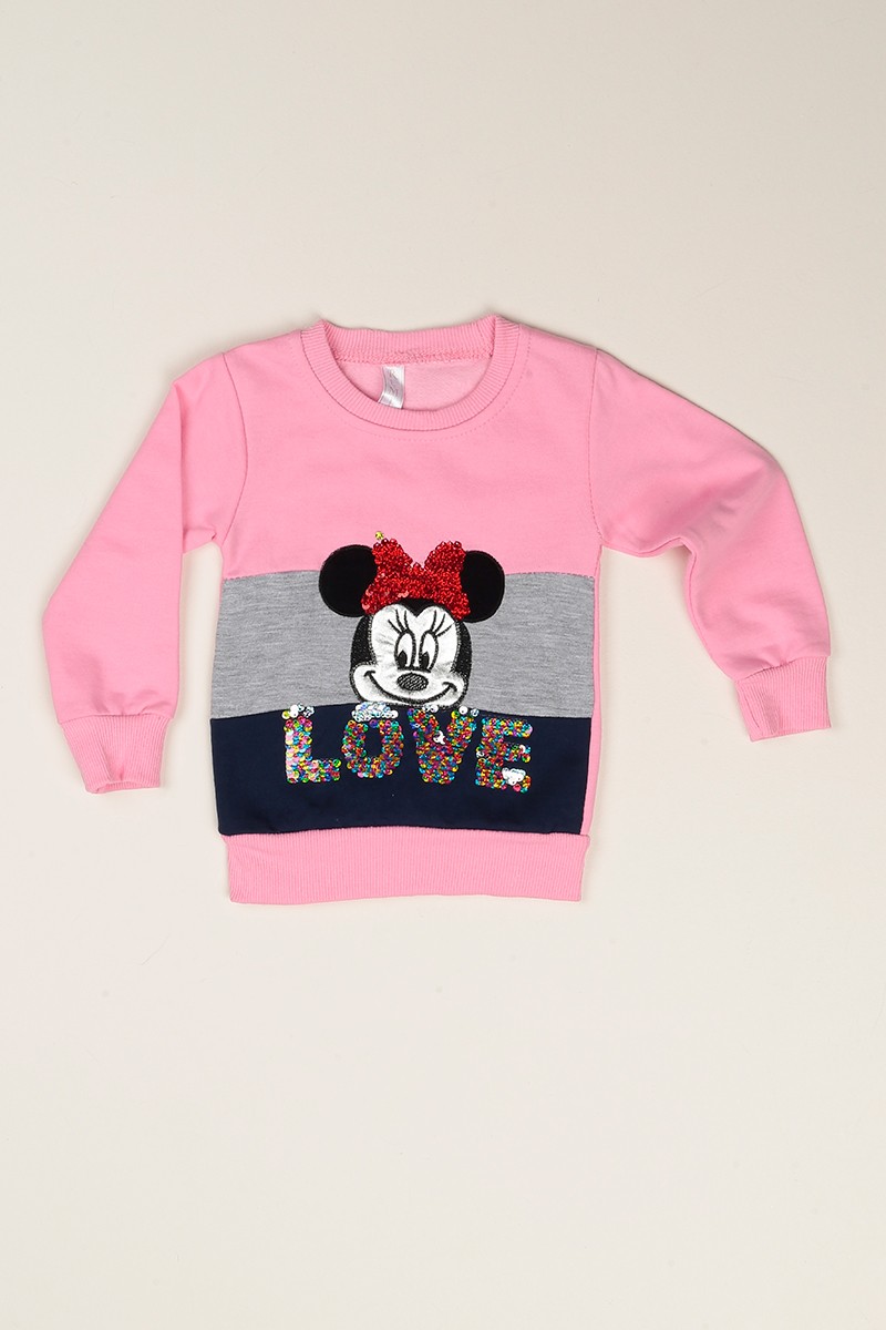 Pembe Pul İşlemeli Şardonlu Kız Çocuk Sweat 77531