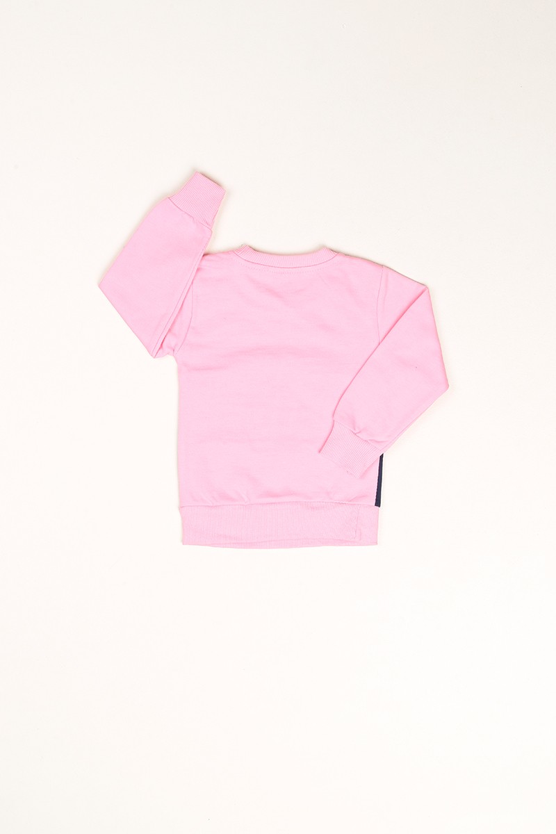 Pembe Pul ve Nakış İşlemeli Şardonlu Kız Çocuk Sweat 80780