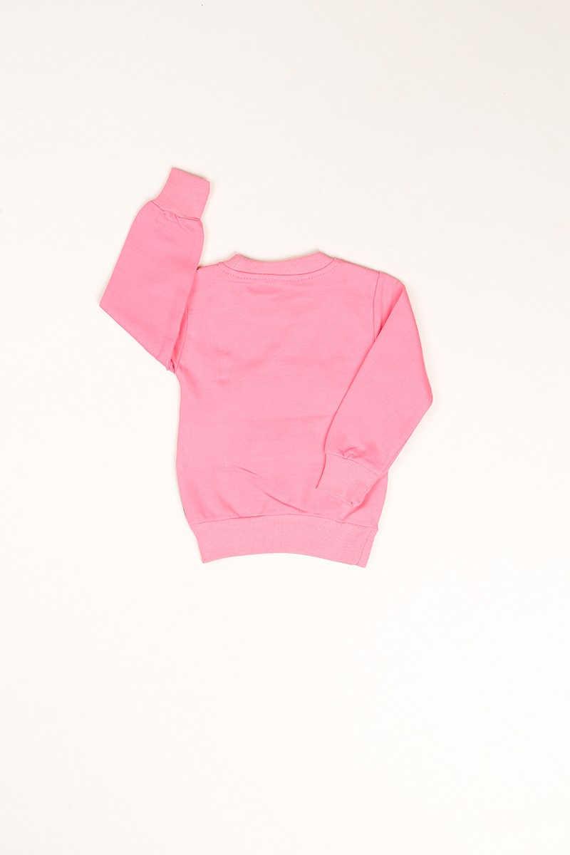 Pembe Pul ve Nakış İşlemeli Şardonlu Kız Çocuk Sweat 80783