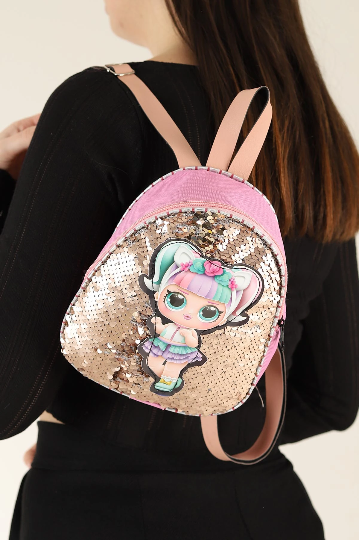 Pembe Pullu Işıklı Kız Çocuk Çanta 234278