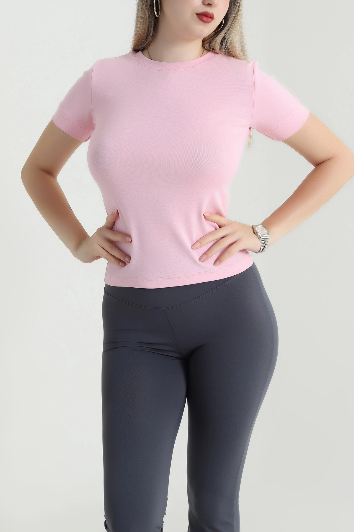 Pembe Ribana Basic Kadın Tişört 466278