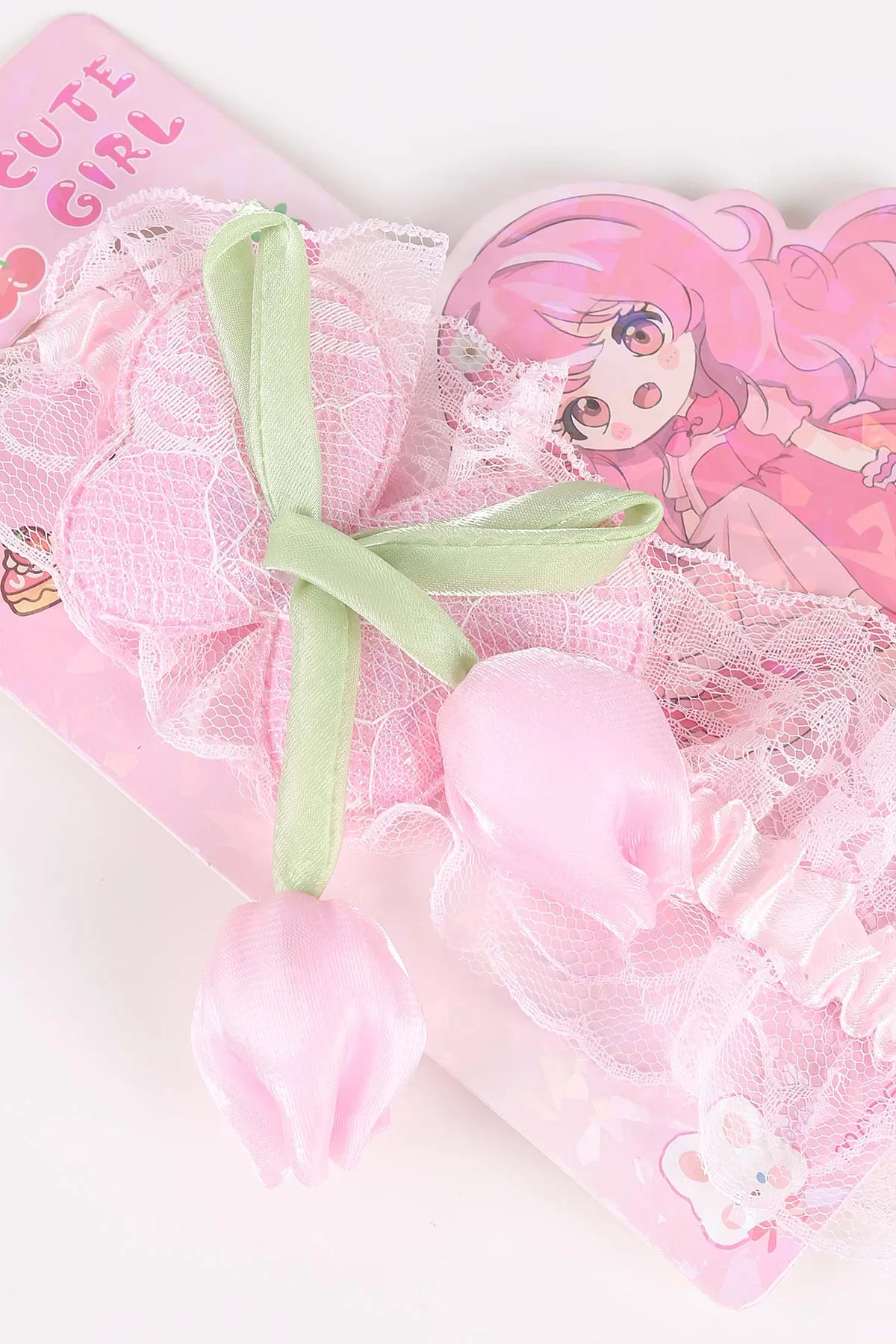 Pembe Sallantı Laleli Tüllü Kız Çocuk Saç Bandı 464484