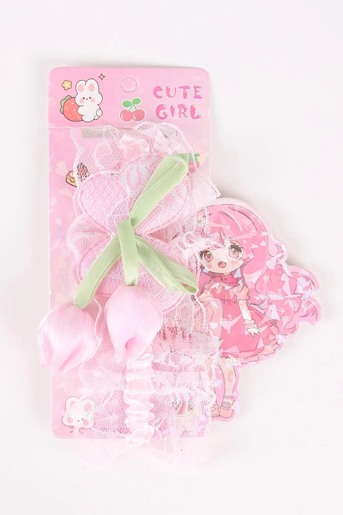 Pembe Sallantı Laleli Tüllü Kız Çocuk Saç Bandı 464484