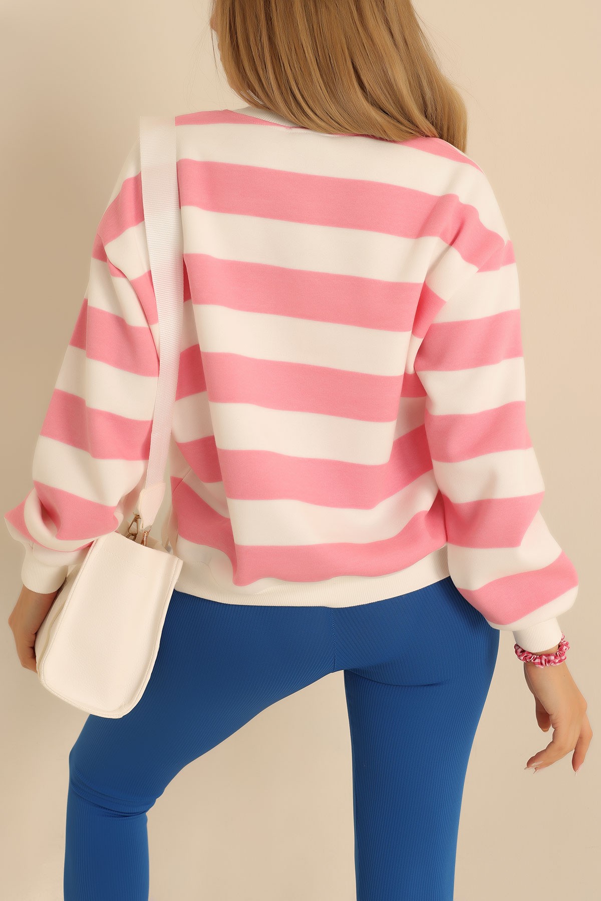 Pembe Şardonlu Nakışlı Bayan Sweat 213911