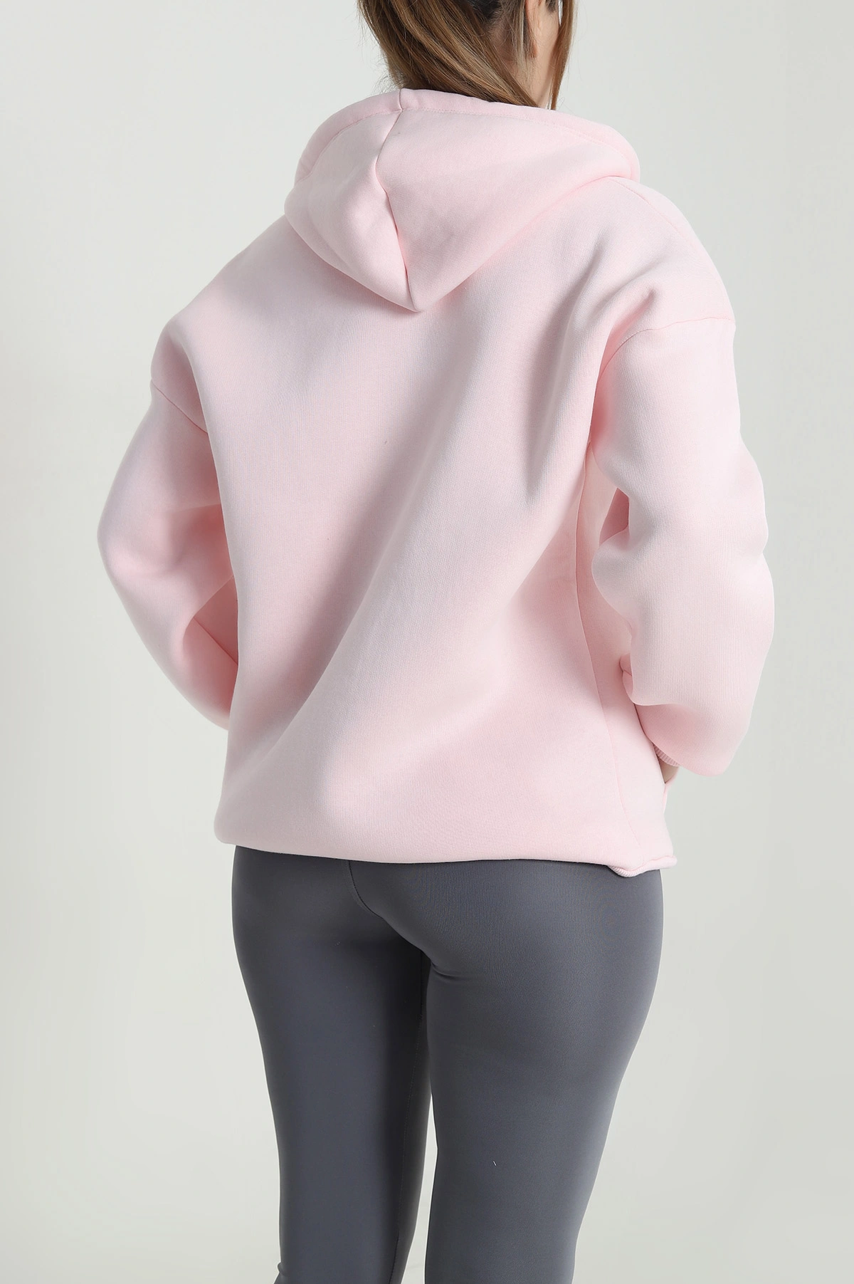 Pembe Şardonlu Üç İp Fermuarlı Kadın Sweat 485283