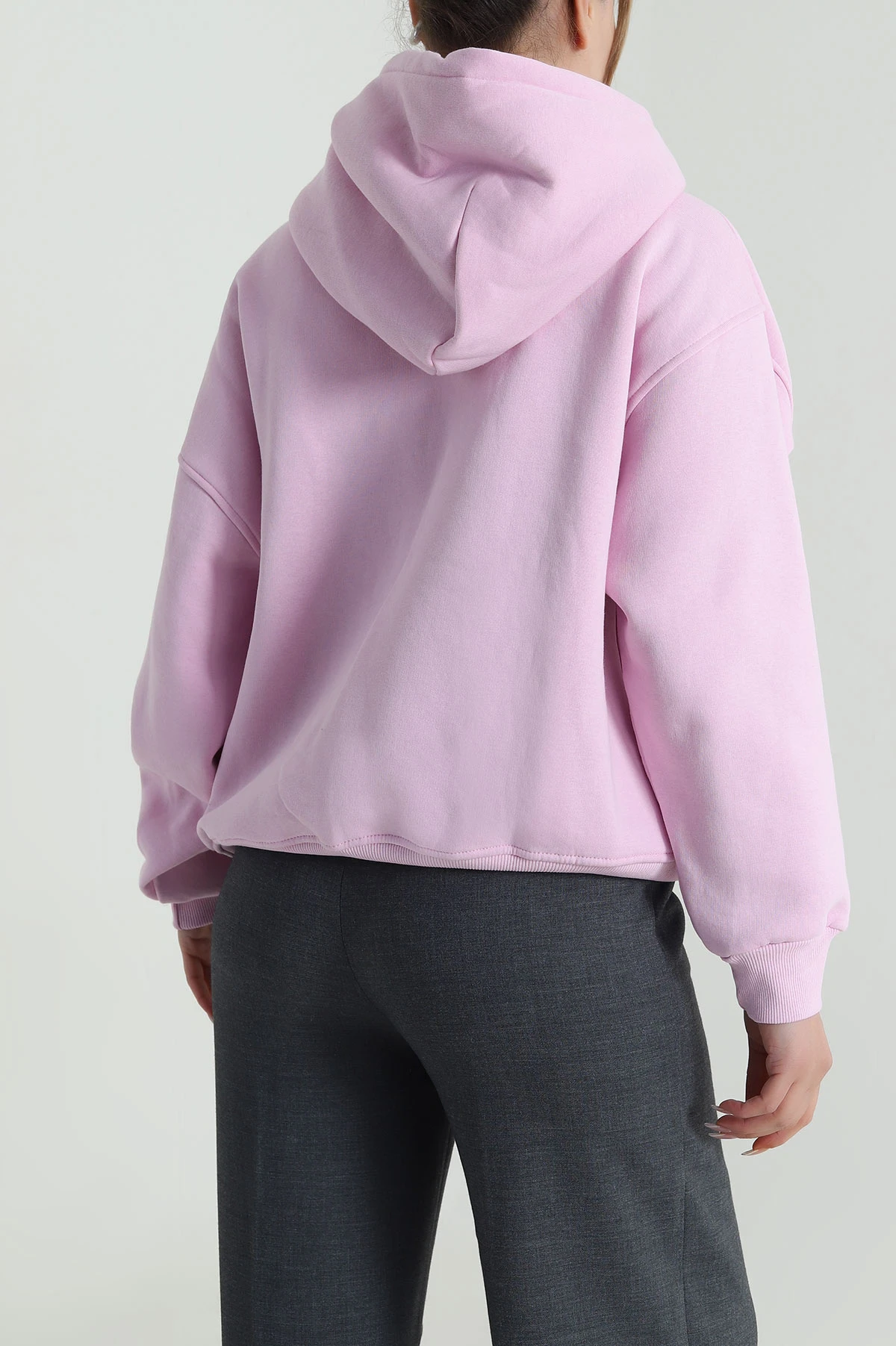 Pembe Şardonlu Üç İp Nakışlı Kadın Sweat 486718