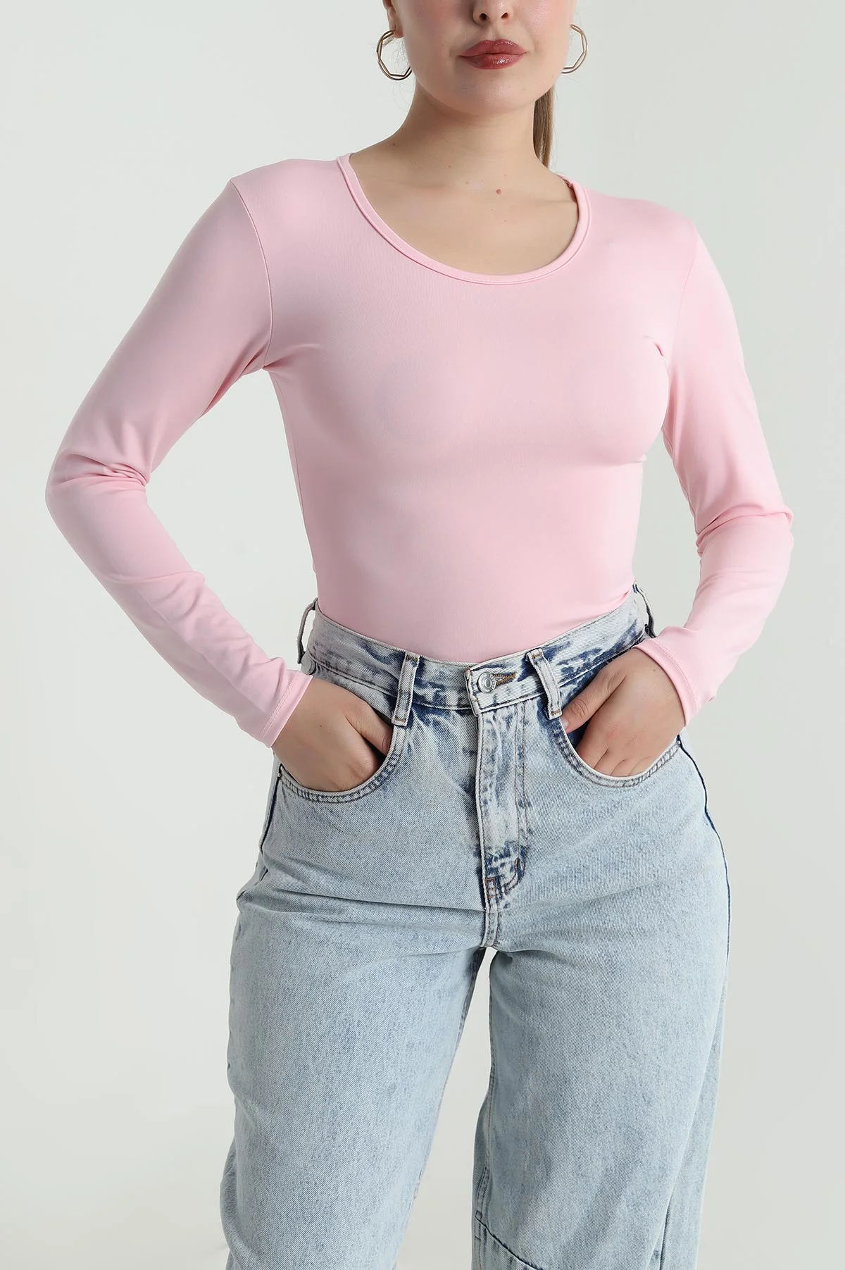 Pembe Scuba Kadın Zıbın Bluz 484379