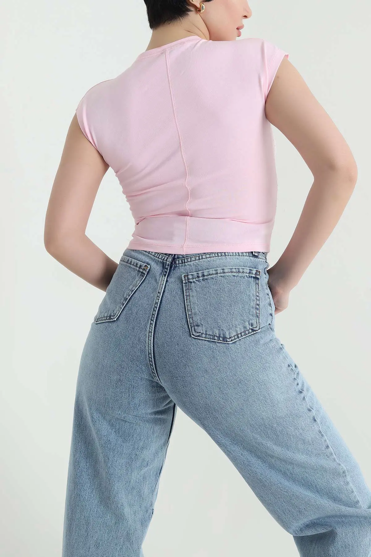 Pembe Serpme Taşlı Süprem Kadın Bluz 453346