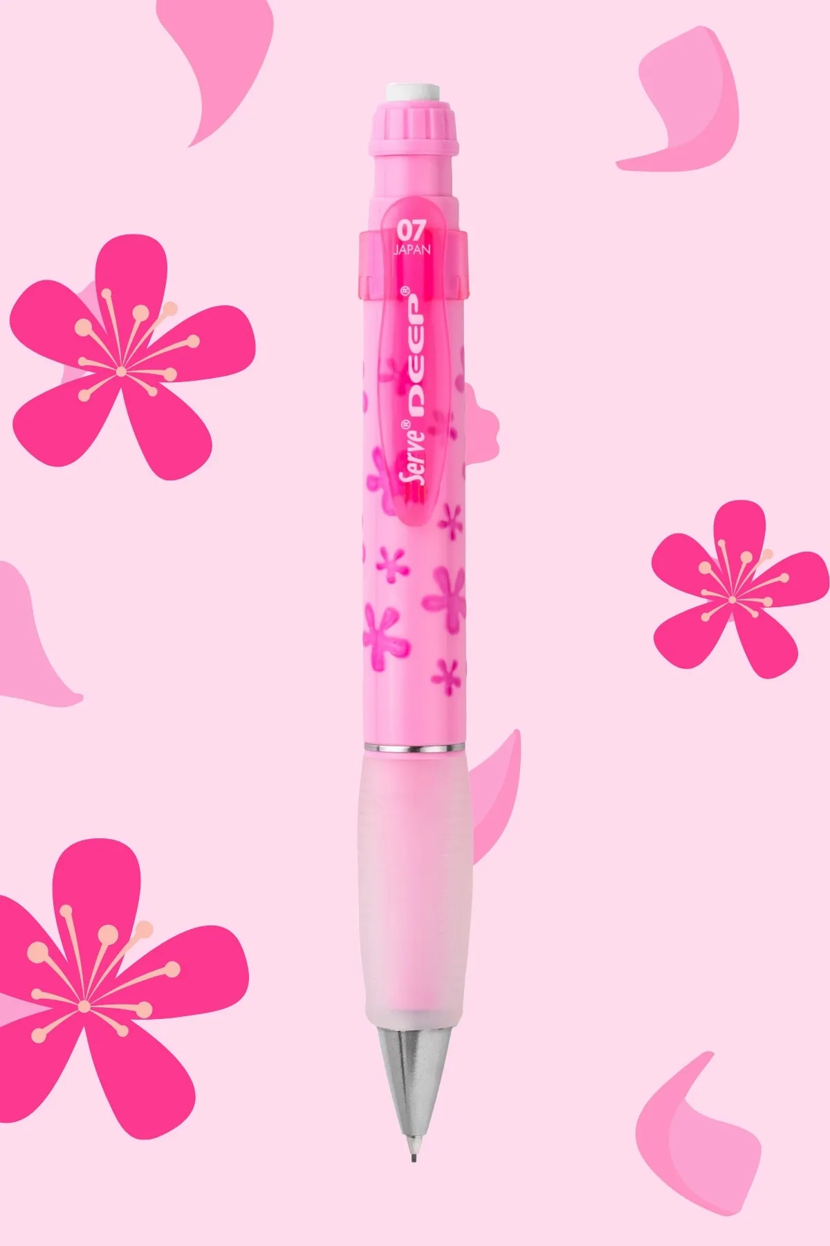 Pembe Serve Deep 0.7 Mm Mekanik Kurşun Kalem Pastel Doğa Desenli 278898