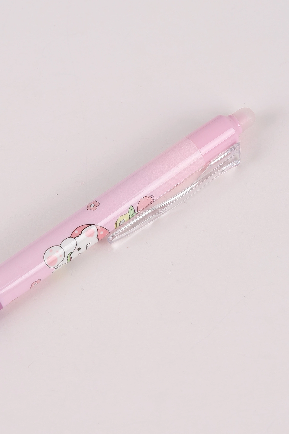 Pembe Sevimli Karakterli Arkası Silgili Silinebilir Mavi Tükenmez Kalem 0.5 mm 474252