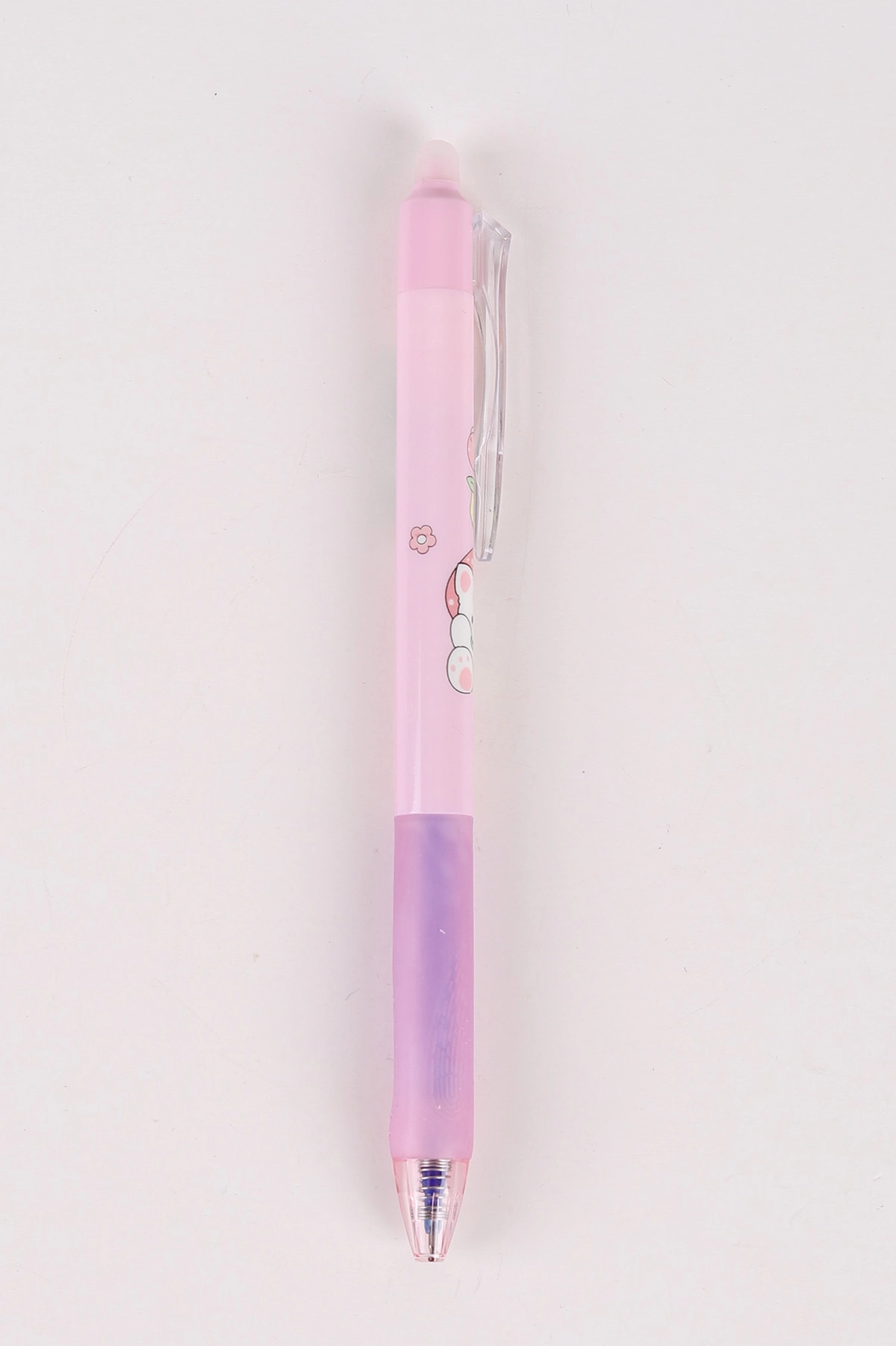 Pembe Sevimli Karakterli Arkası Silgili Silinebilir Mavi Tükenmez Kalem 0.5 mm 474252