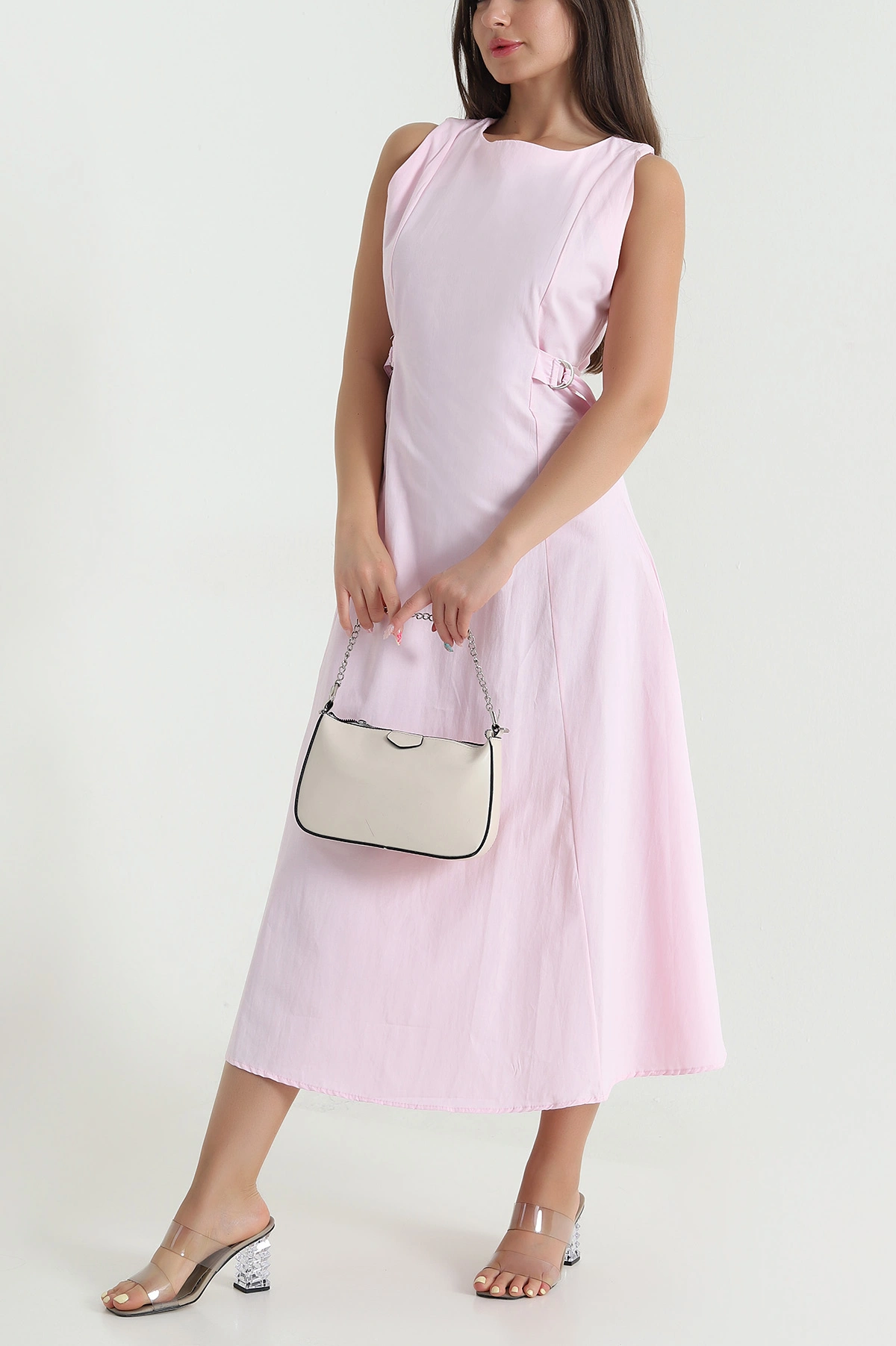 Pembe Sıfır Kol Poplin Kadın Elbise 469357