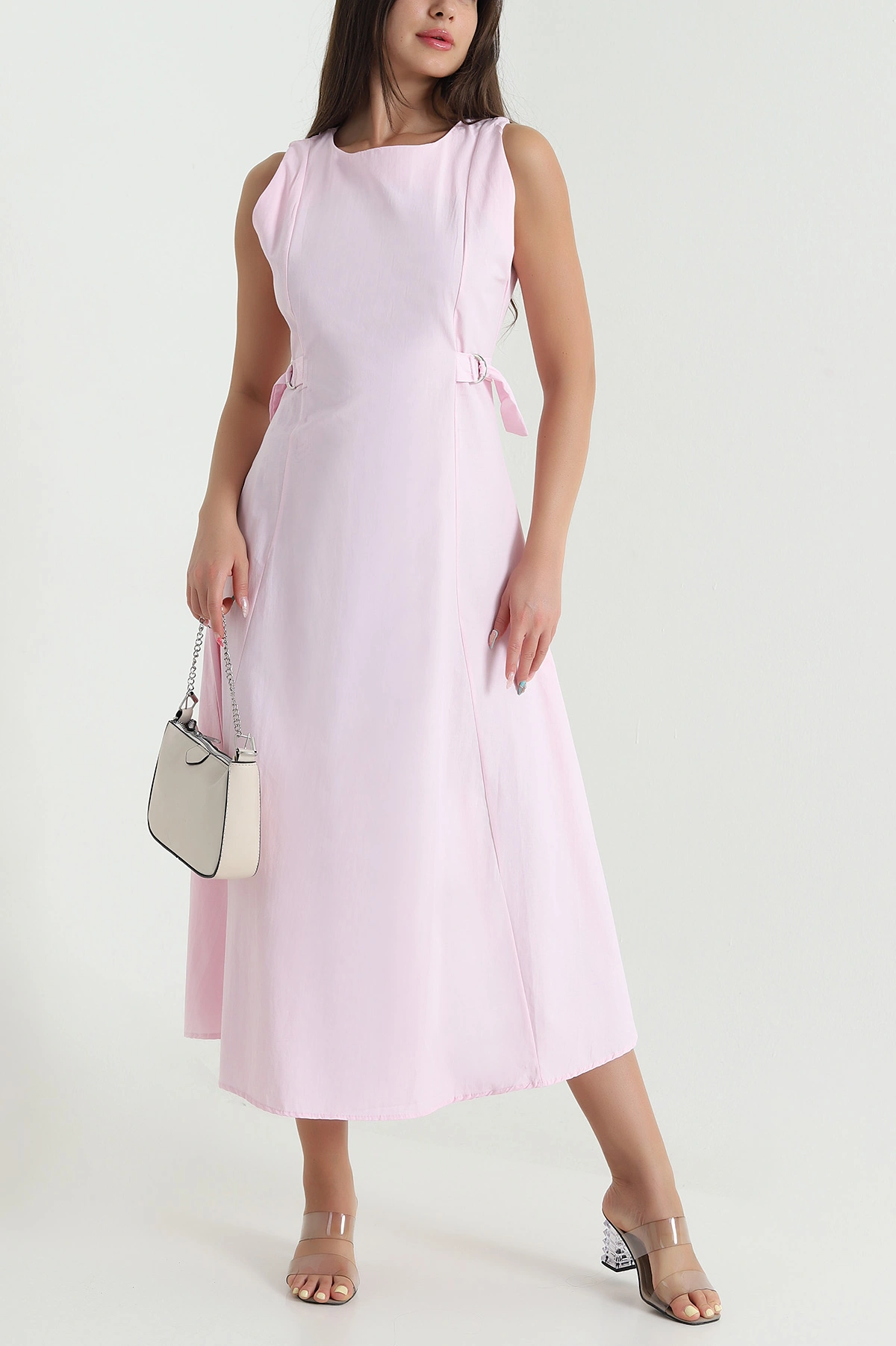 Pembe Sıfır Kol Poplin Kadın Elbise 469357